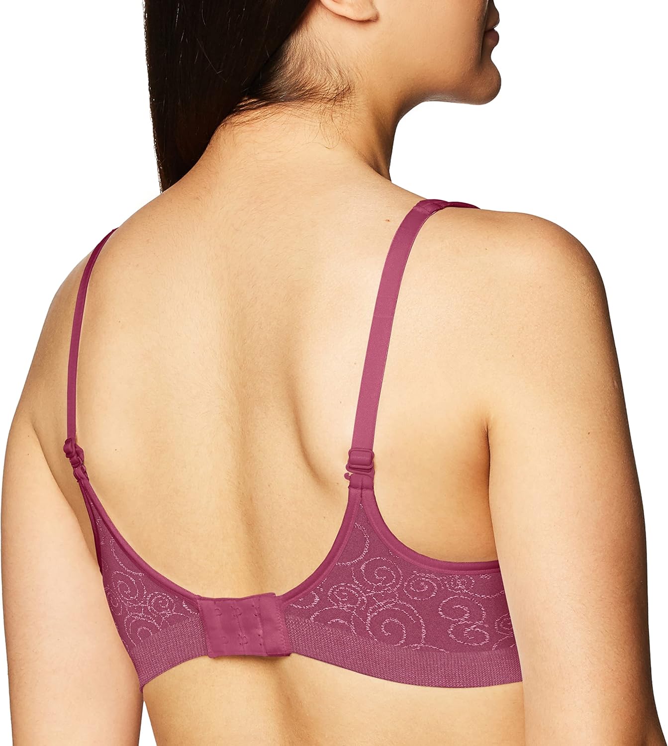 Bali Women's Comfort Revolution Wireless Bra, Cool Comfort Full-coverage Bra (Retired Colors) 36C Maroon Dusk Swirl