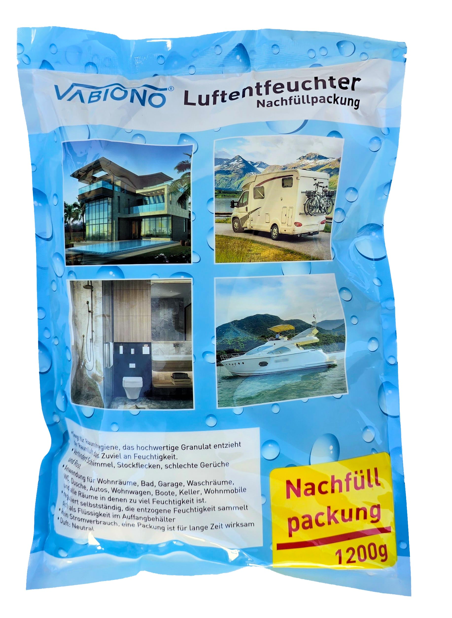 20 Nachfüllpackungen für Raumentfeuchter Luftentfeuchter à 1,2 kg verhindert Schimmel, üble Gerüche, Stockflecken - Calciumchlorid Granulat im Vliesbeutel