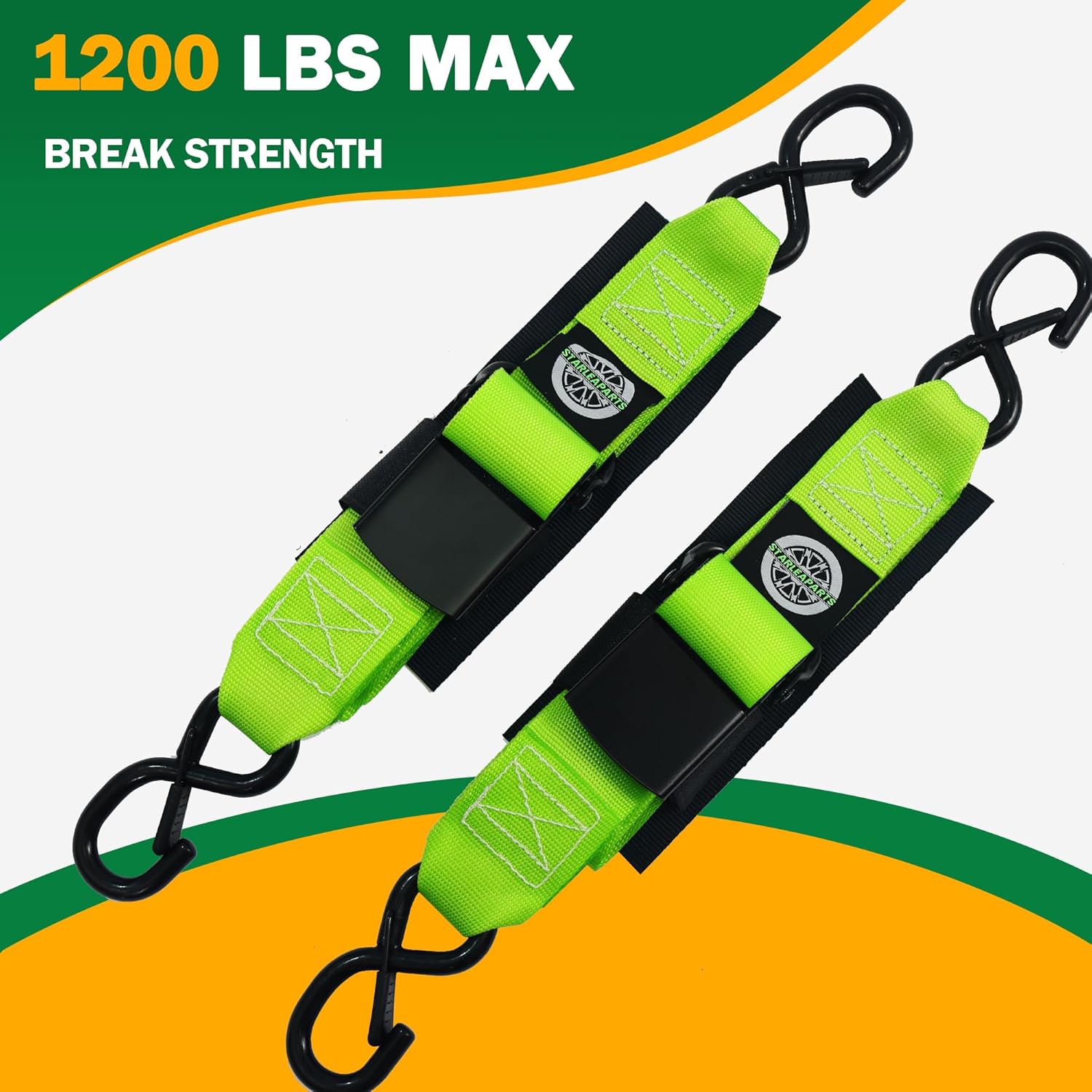 Transom Tie Down Kits (2PK) -2" x 4' Boat Transom Straps - 1,200lb Guarantee Break Strength Boat Straps for Trailer, Boat or Kayak Secure