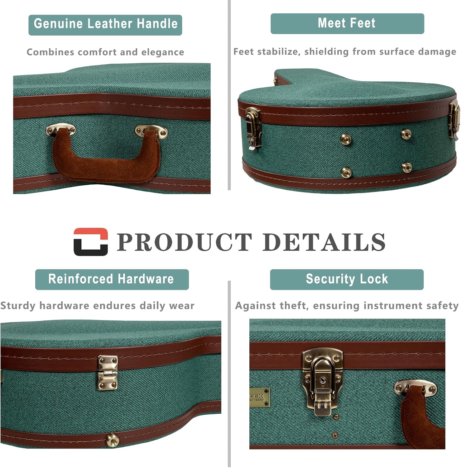 Crossrock Master Series 5-String Resonator Banjo Case | Malachite Blue Tweed Exterior, Re-Engineered Wooden Shell, Leather Handle & Gold Velvet Interior