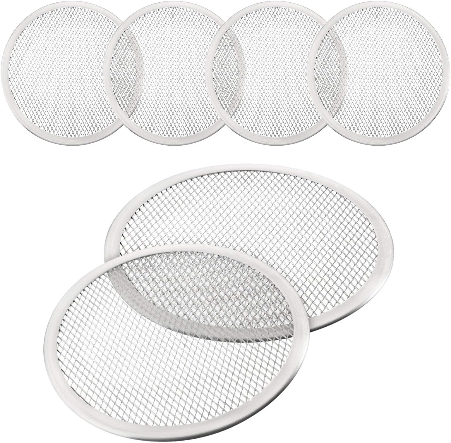 Boao 4 Pieces 10 Inch Seamless Round Pizza Screen Aluminum Mesh Pizza Screen Pizza Mesh Baking Tray for Home Kitchen Restaurant Supplies