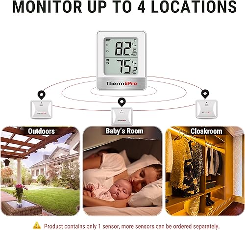 Miniatura 6 de ThermoPro Termómetro inalámbrico para interiores y exteriores, de 500 pies, termómetro para exteriores para patio con sensor de temperatura,