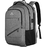MATEIN Travel Laptop Backpack, 17 Inch Work TSA Approved Carry on Backpack, Large Computer Business Bag for Men Women with USB Port and Trolley Sleeve, College School Rucksack Book Bag, Grey