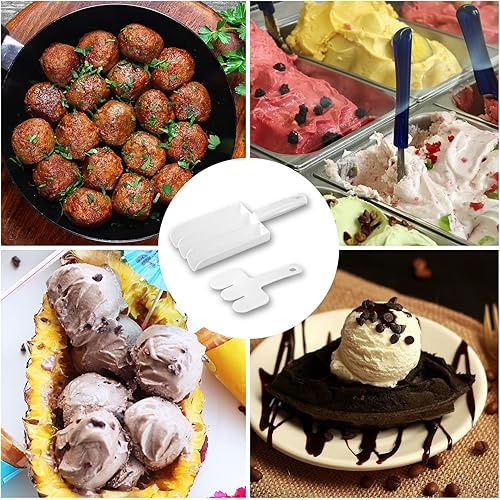 Miniatura 6 de Máquina triple de albóndigas, 2 juegos de máquina de albóndigas de plástico antiadherente con pala de corte, máquina de bolas de helado para ollas