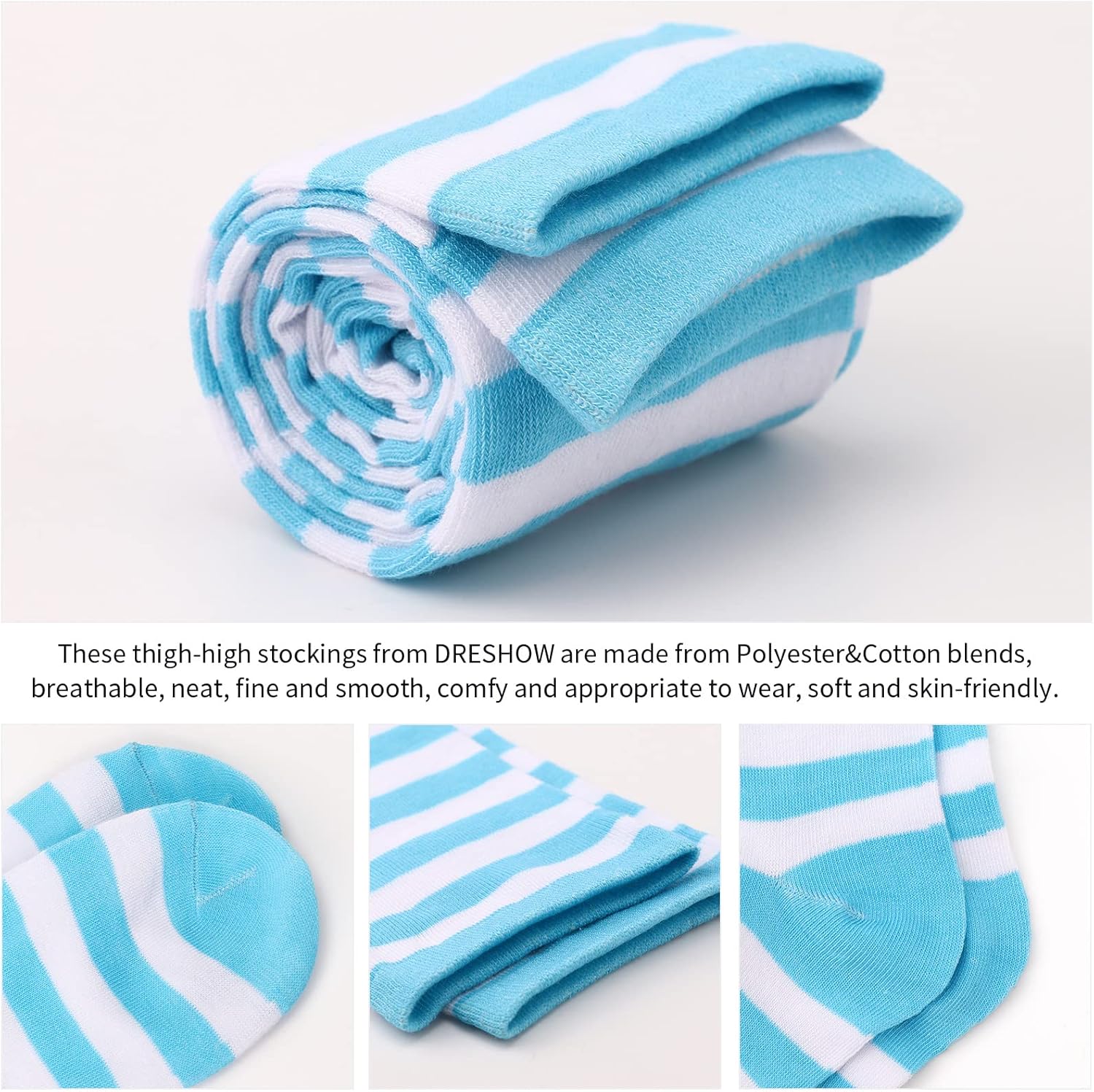 Extra Long Thigh High Socks for Women Striped Over Knee Thigh Socks Long Boot Thigh High Stockings Leg Warmers - Image 5