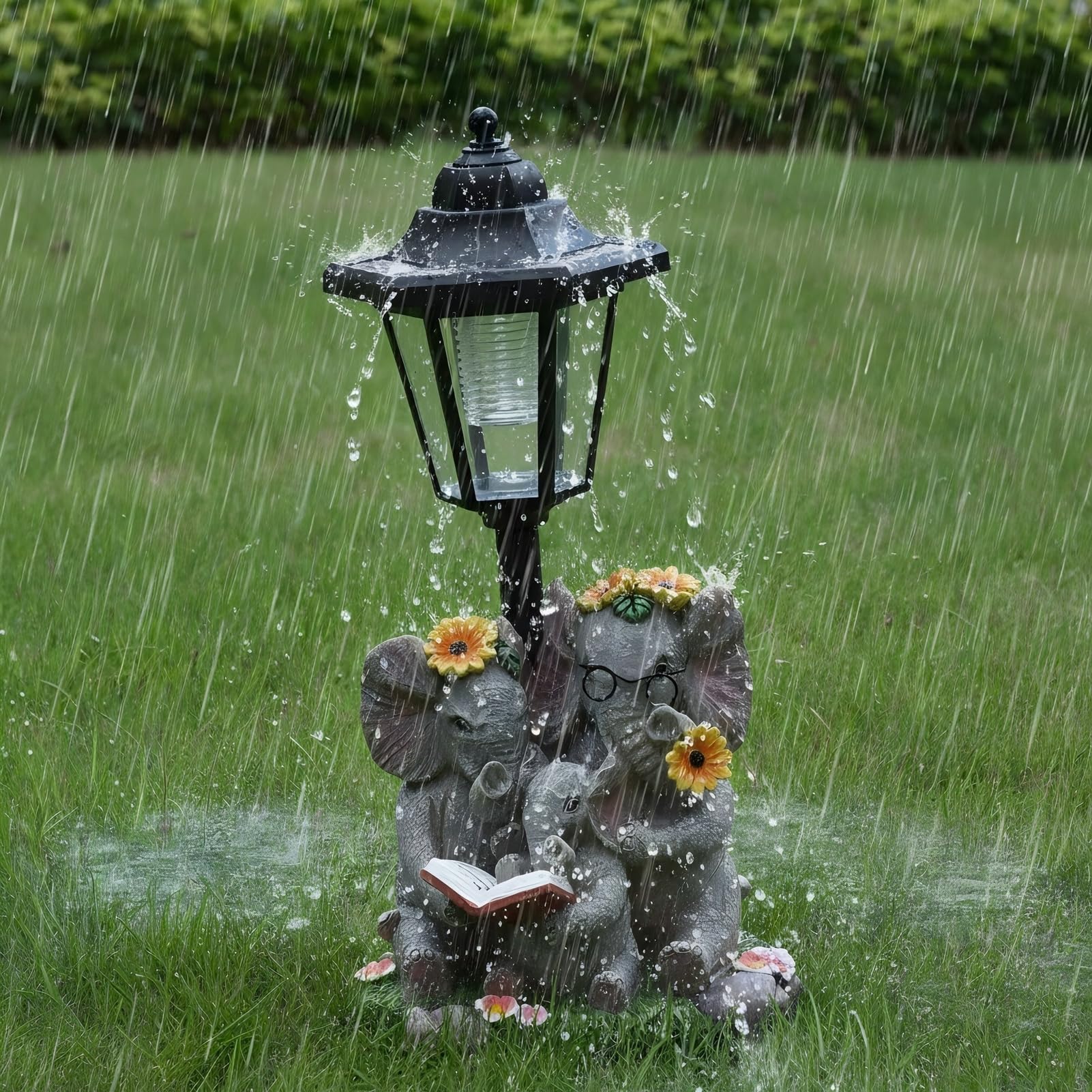 Decorazioni da Giardino a Energia Solare per Esterni, Statue di Animali in Resina con Lanterna, Resistente alle Intemperie, Statuette da Giardino per Giardino, Balcone