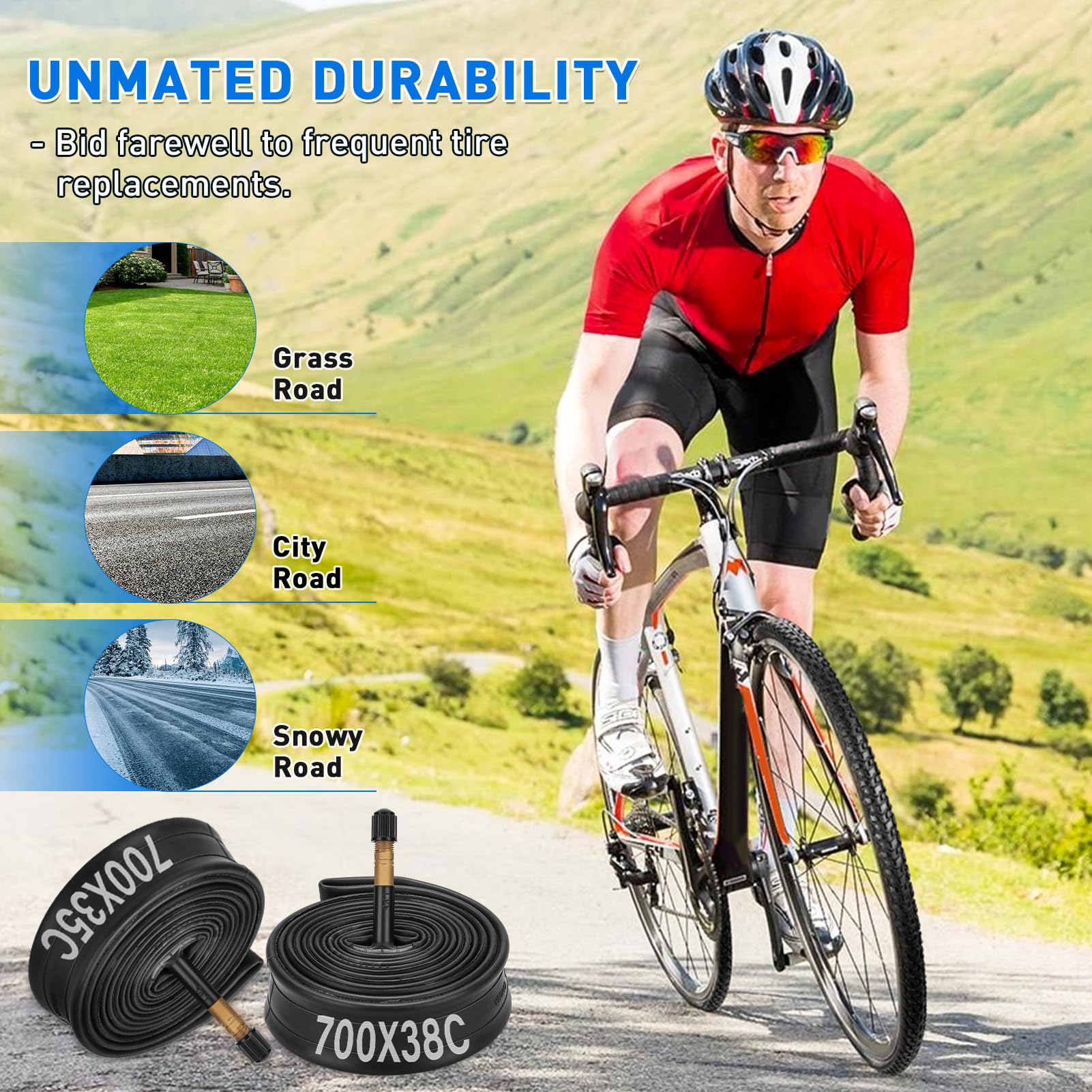 Amazon | Midcos 700C 自転車タイヤ 2パック 700x38c 自転車タイヤ