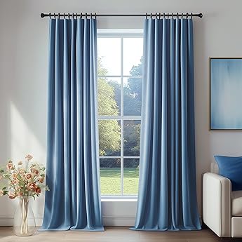HPD Half Price Drapes Signature Velvet Thermal Blackout Curtains for Living Room 96 Inch Long (1 Panel) Rod Pocket Insulated Blackout Curtains for Bedroom Window Curtains, 50W x 96L, Aqua Mist
