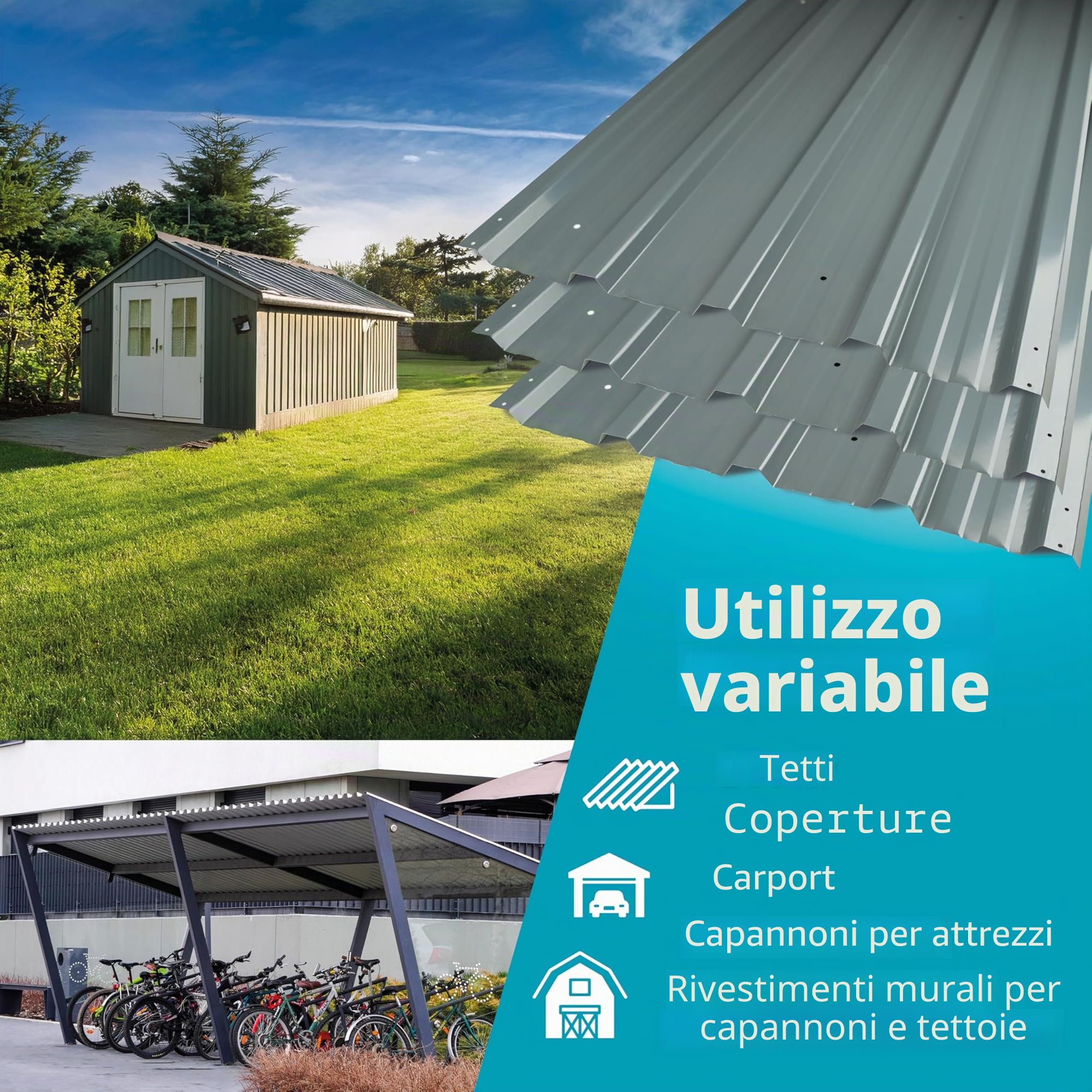 KAISER® Set di 12 lamiere trapezio – Lamiera profilata 115x46 cm (6,35 m²) antracite – Piastre per tetti zincate in metallo e lamiera d'acciaio – per carport, tetto, garage, capanni, rivestimento