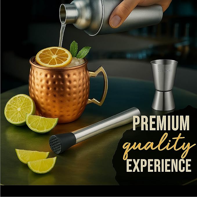 Kit Moscow Mule - 2 Tazas de Cobre, 11 Botánicos, Coctelera de Acero miniatura 6
