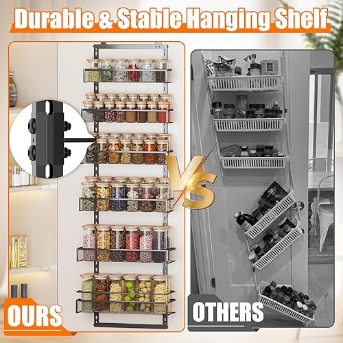 Miniatura 3 de Organizador de despensa sobre la puerta, organizador de puerta de despensa, cesta de malla de 6 niveles, cestas de almacenamiento colgantes de