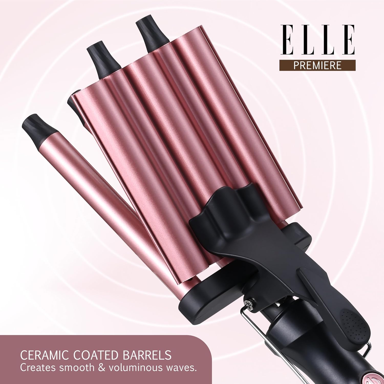 Elle - Hair Waver, Professional 5 Barrel, Ceramic Coated Barrels for Long-Lasting Beach Waves & Frizz-Free Shine