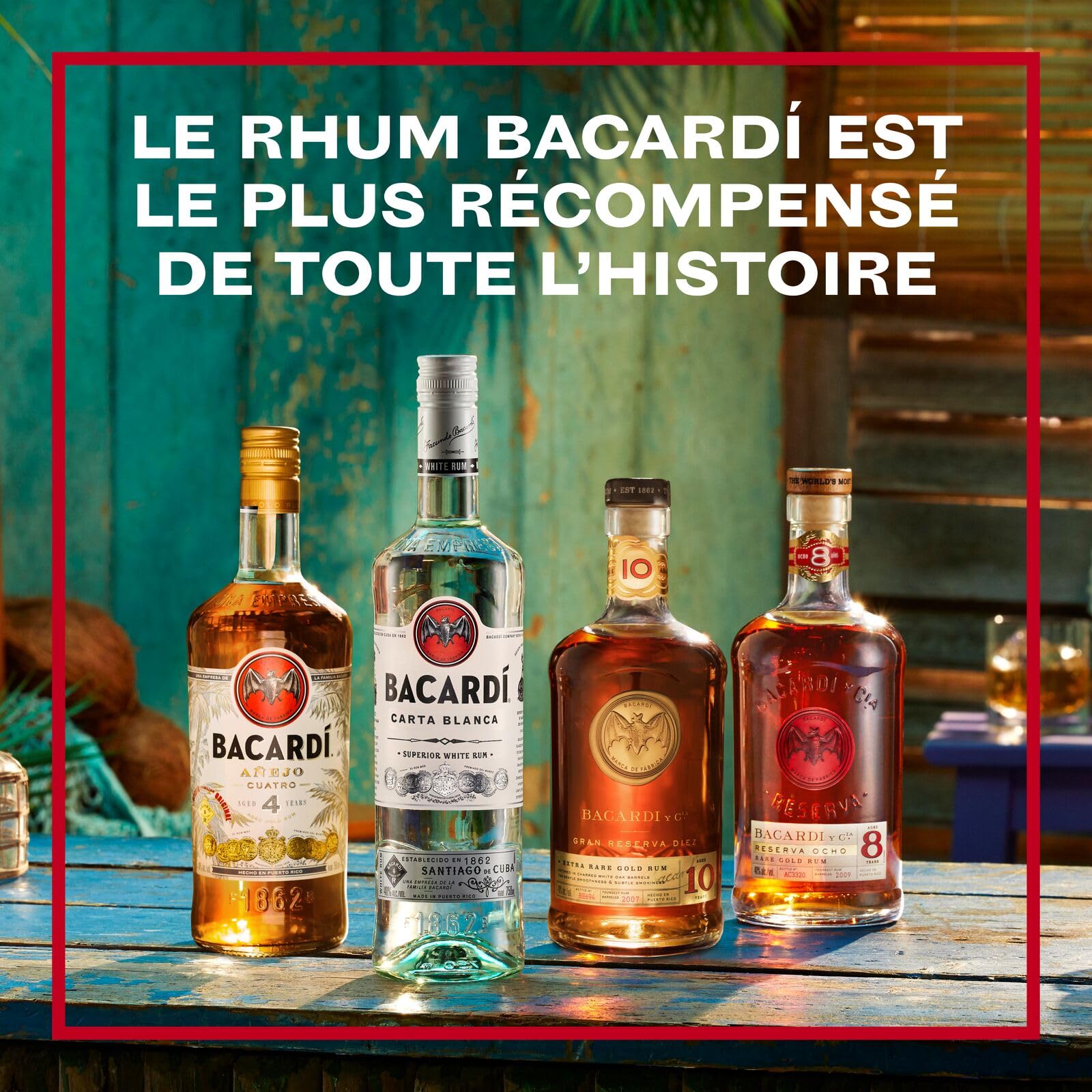 BACARDI Carta Blanca Superior White Rum - 1 l / 100 cl, 37,5% Vol. - Rhum Emblématique des Caraïbes, Idéal pour la Réalisation de Cocktails