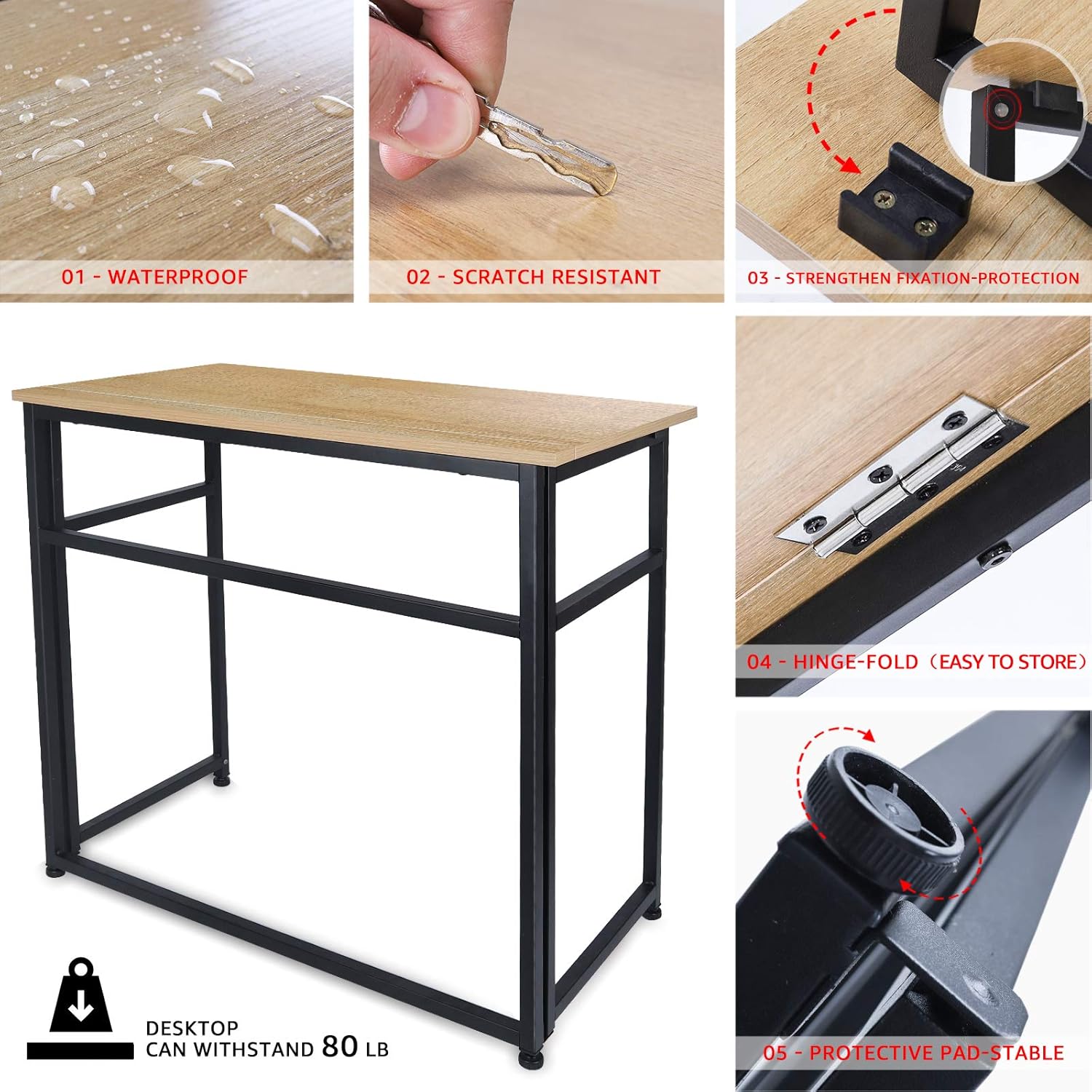Featured Product Folding Table ErgoDesign Fold-in-Half Computer Desk, Rectangle Laptop Table for Small Spaces,Folding,Nordic Walnut