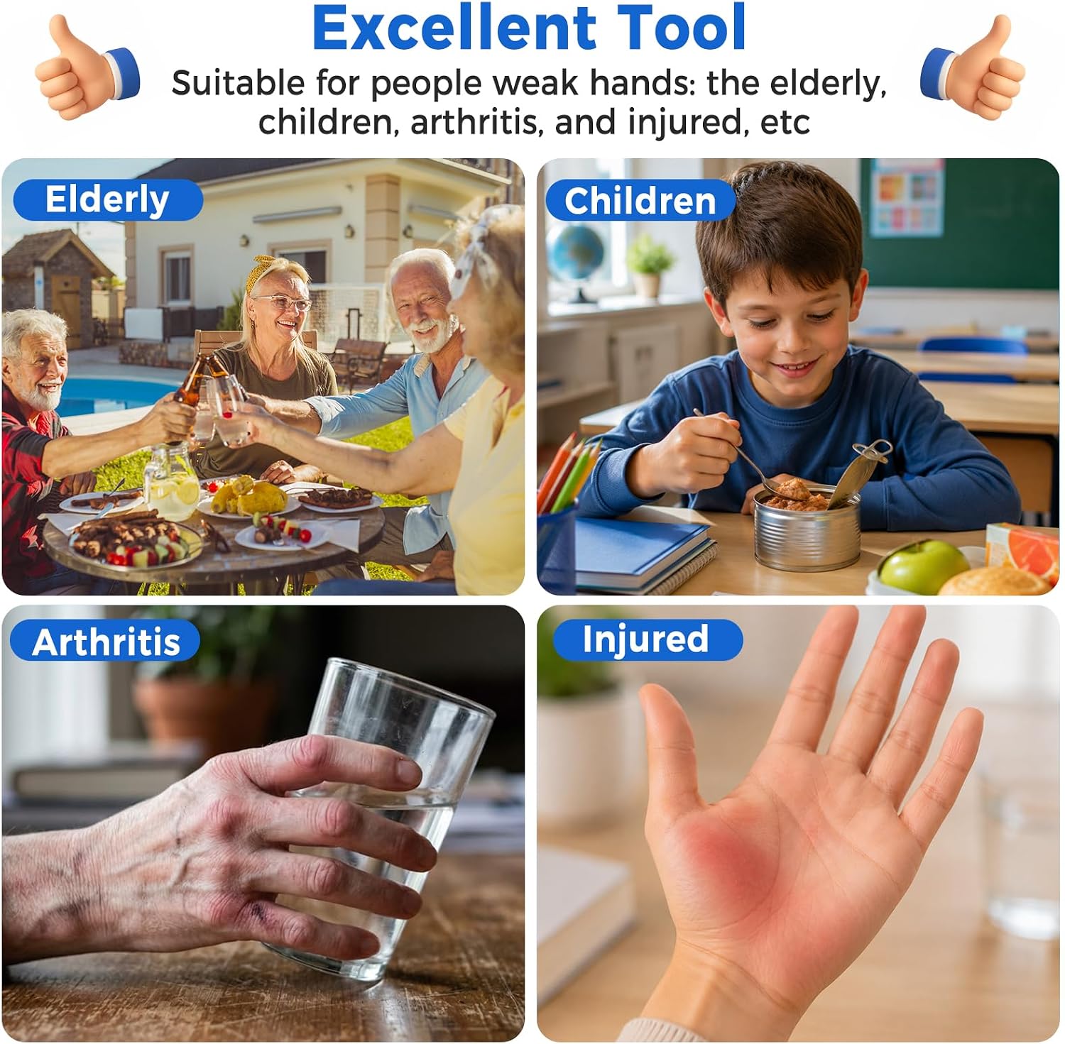 3-in-1 Multi Function Jar Opener, for Seniors, Weak Hands, Arthritis