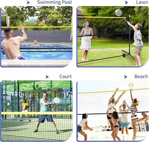 Miniatura 4 de Red de pickleball de bádminton, red de bádminton portátil de altura ajustable, juego de voleibol y bádminton 2 en 1, red de pickleball para cancha