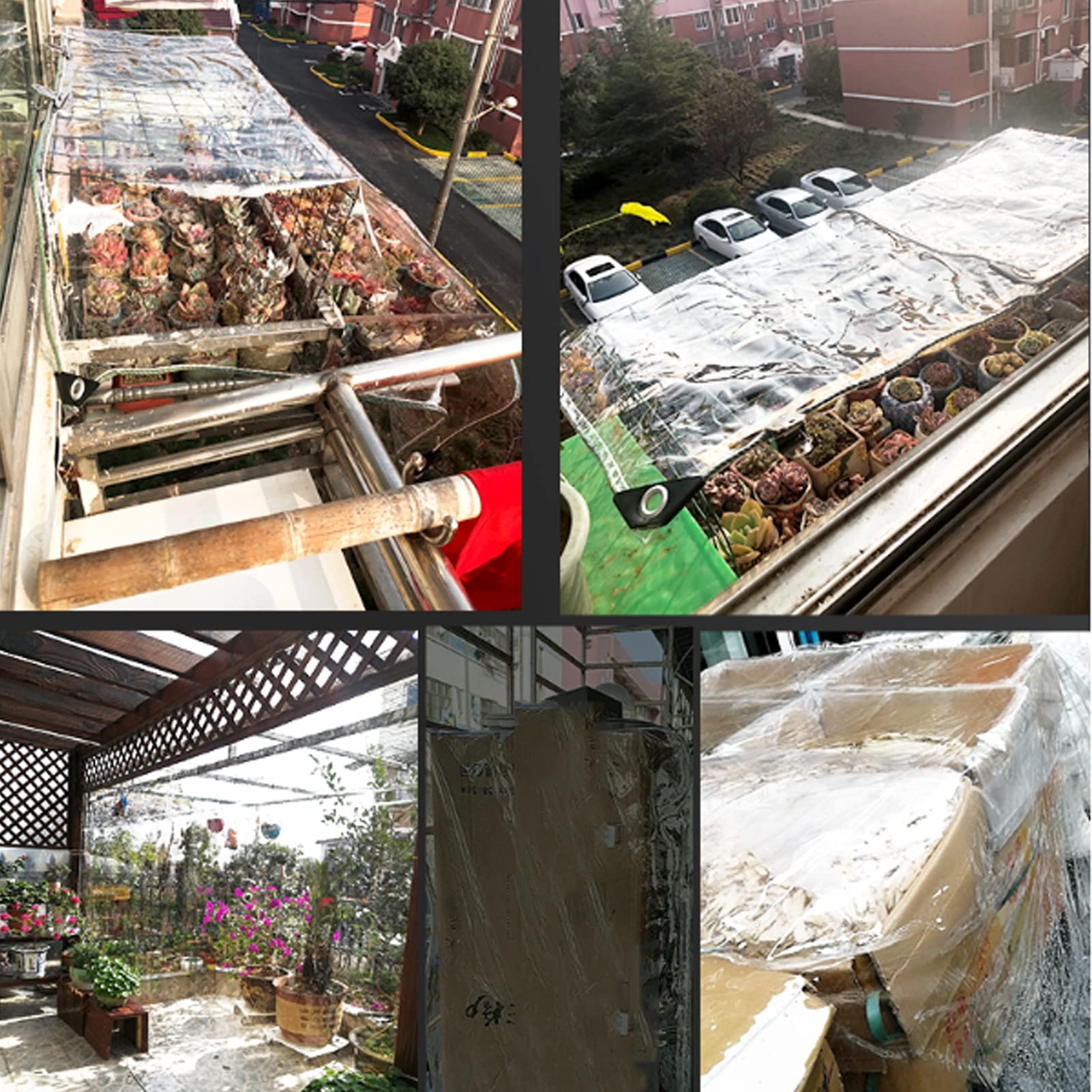 Wodoodporna przezroczysta plandeka, wytrzymała osłona przeciwdeszczowa z PCW do użytku na zewnątrz, pogrubiony materiał 0,5 mm, trwała plastikowa plandeka do ogrodu i na balkon
