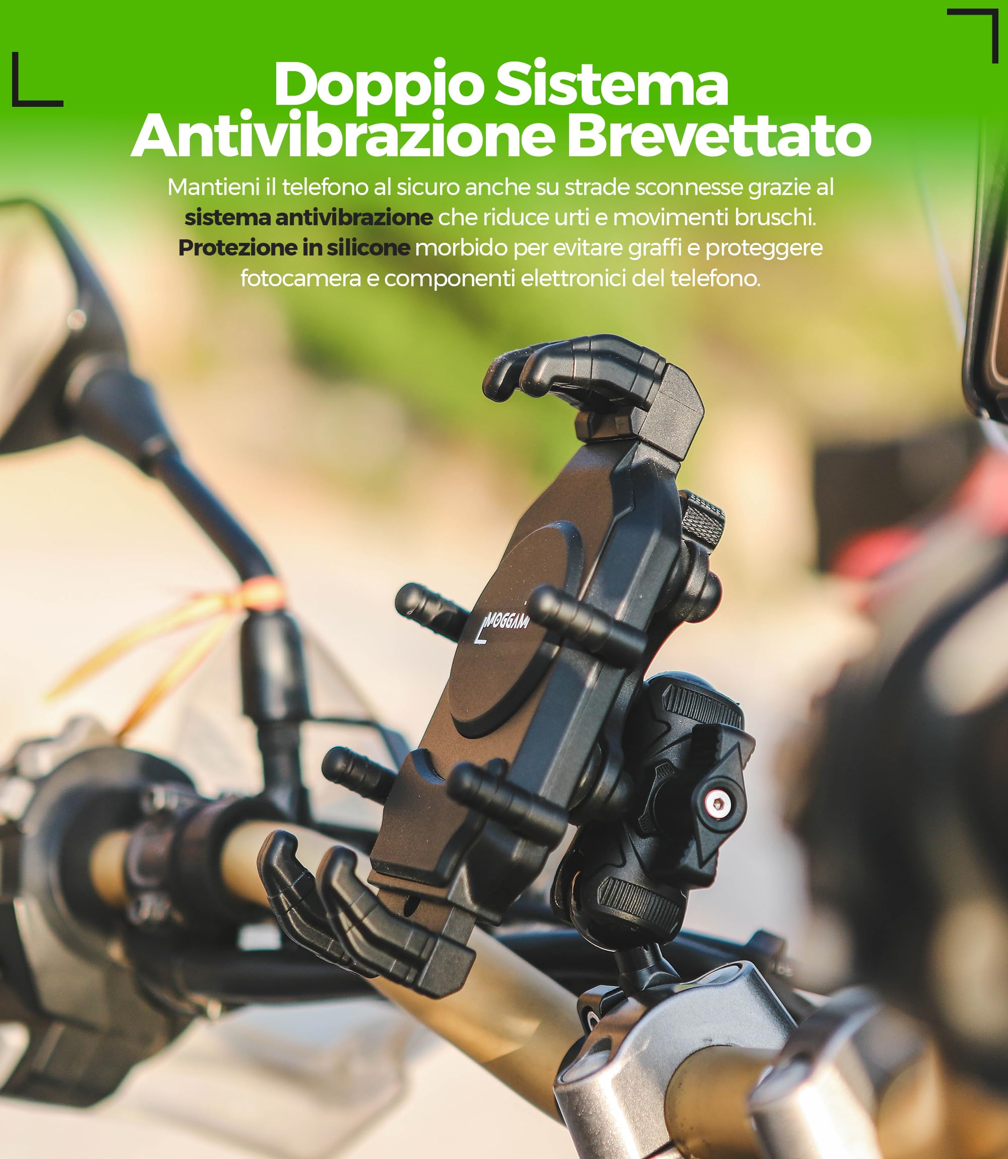 Porta Cellulare Moto Antivibrazione Antifurto Trail Ultra Resistente per Manubrio Compatibile Smartphone Ruggerizzati 5.4 a 7.2 Pollici Supporto Telefono Moto Adventure Enduro Touring Offroad