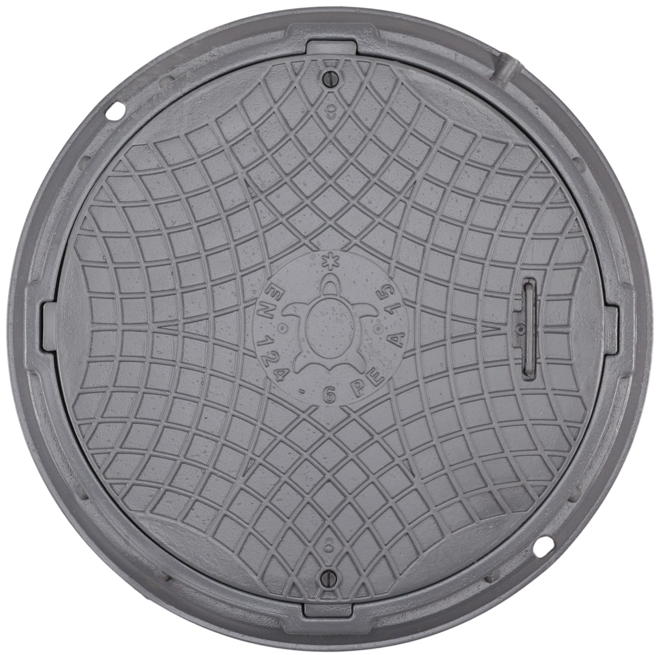 BABYLONPLAST Schachtabdeckung, Schachtdeckel DN600/750 - Runder Kunststoff Kanaldeckel, Ø 600/750 mm 15 kN, Belastbar bis 1500 kg, UV-Stabilisiert, Sicherungssystem (Grau)