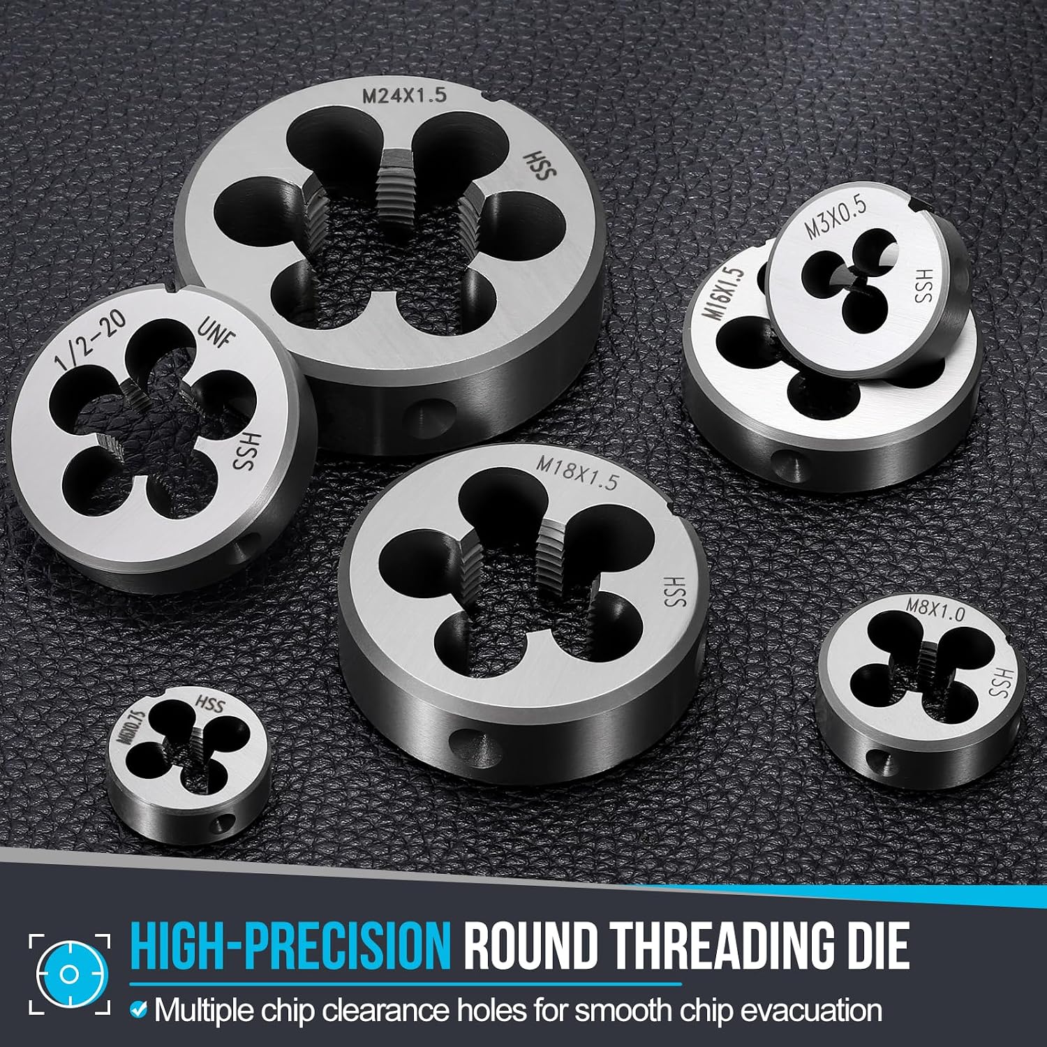PATIKIL 1"-8 UNC Round Threading Die, Right Hand High-Speed Steel Machine Thread Threading Die, Non-Adjustable Thread Repair Tool for Stainless Steel, Alloy Metal - 1 Pack