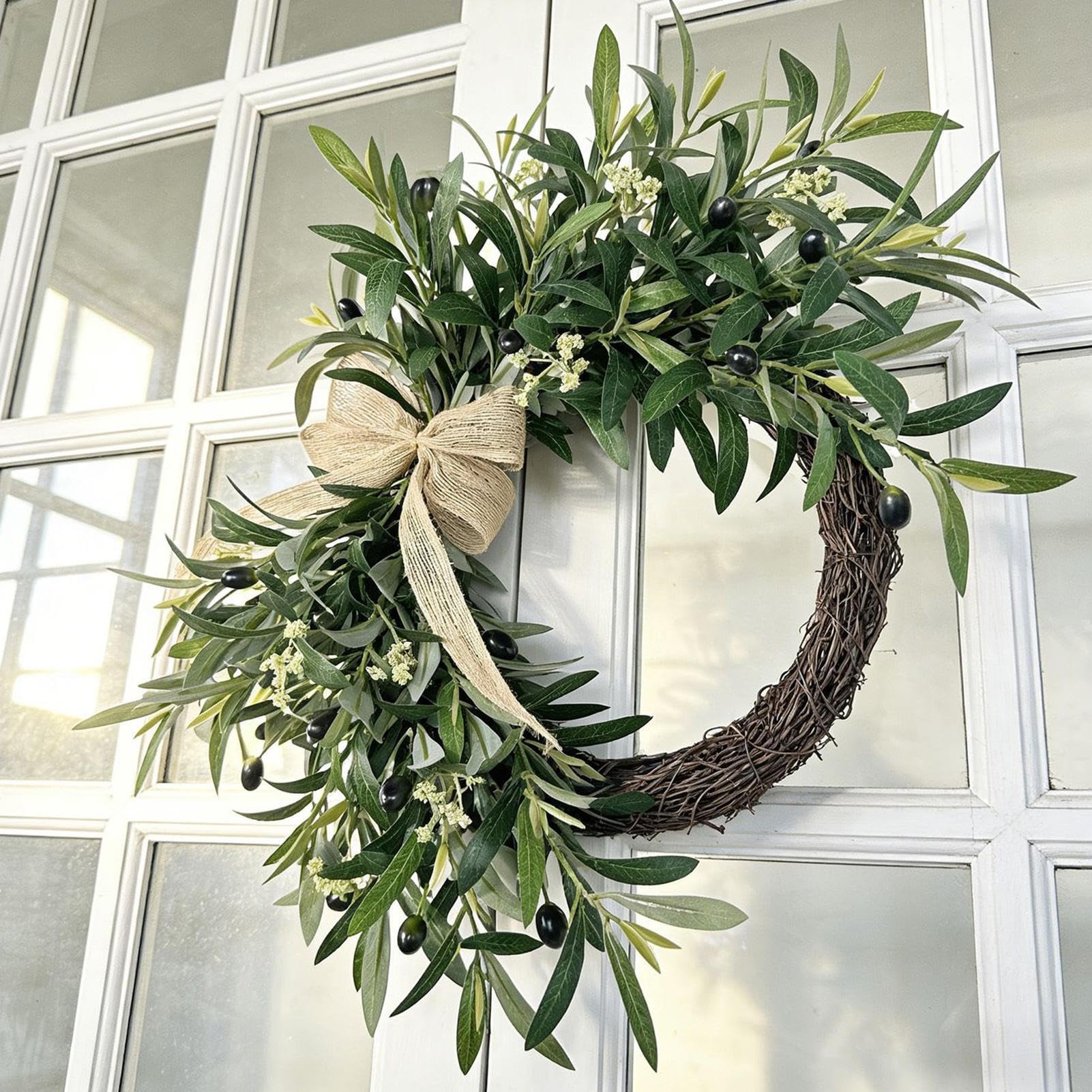 Ghirlanda Di Primavera Per Porta - Decorazione Rustica per la Casa con e Resistente ai Raggi UV,Corone Primaverili per la Porta d'Ingresso | Realistico Per Interni Esterni Giardino Tutte Le