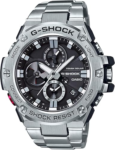 Casio GST-B100D-1ACR G-Shock Reloj de cuarzo plateado con pantalla analógica para hombre, Grafito, Cronógrafo