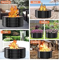 Vista 8 de Anillo de chimenea al aire libre de 32 pulgadas, chimenea de leña resistente al calor de 17 pulgadas de altura y chimenea para exterior, anillo