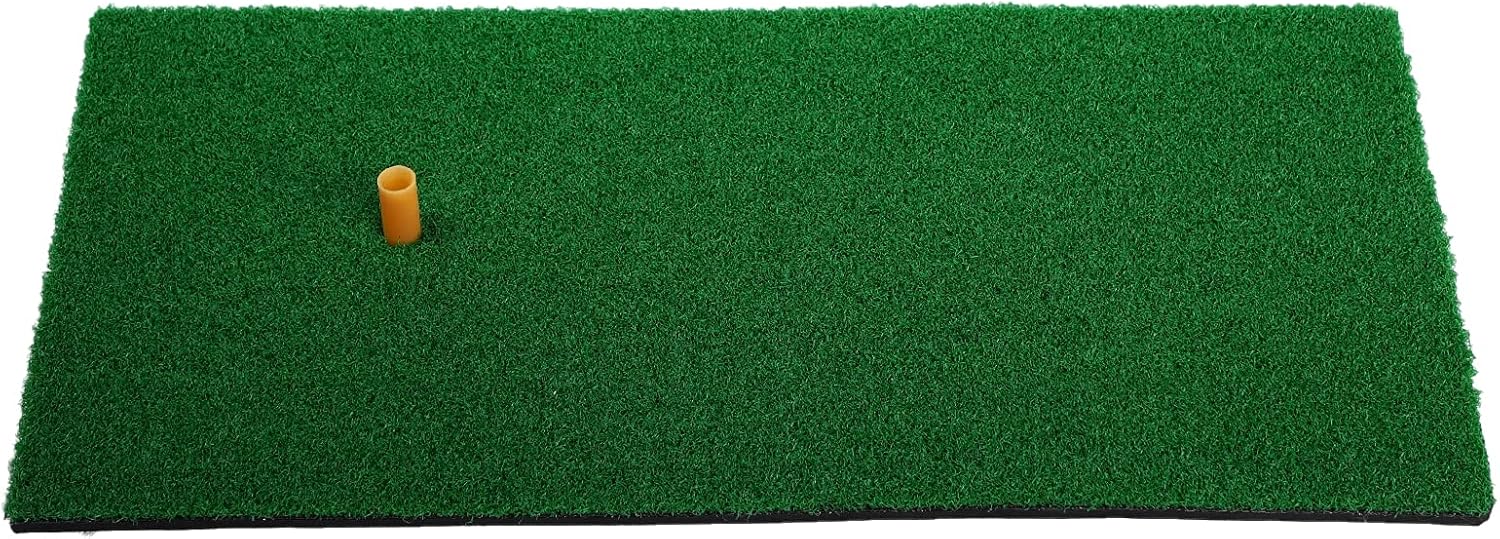 MorTime Golf Hitting Mat, 23.6 x 11.8 Inches Portable Grass Golf Training Turf Practice Pad with Rubber Tee Holder for Outdoor Home Backyard