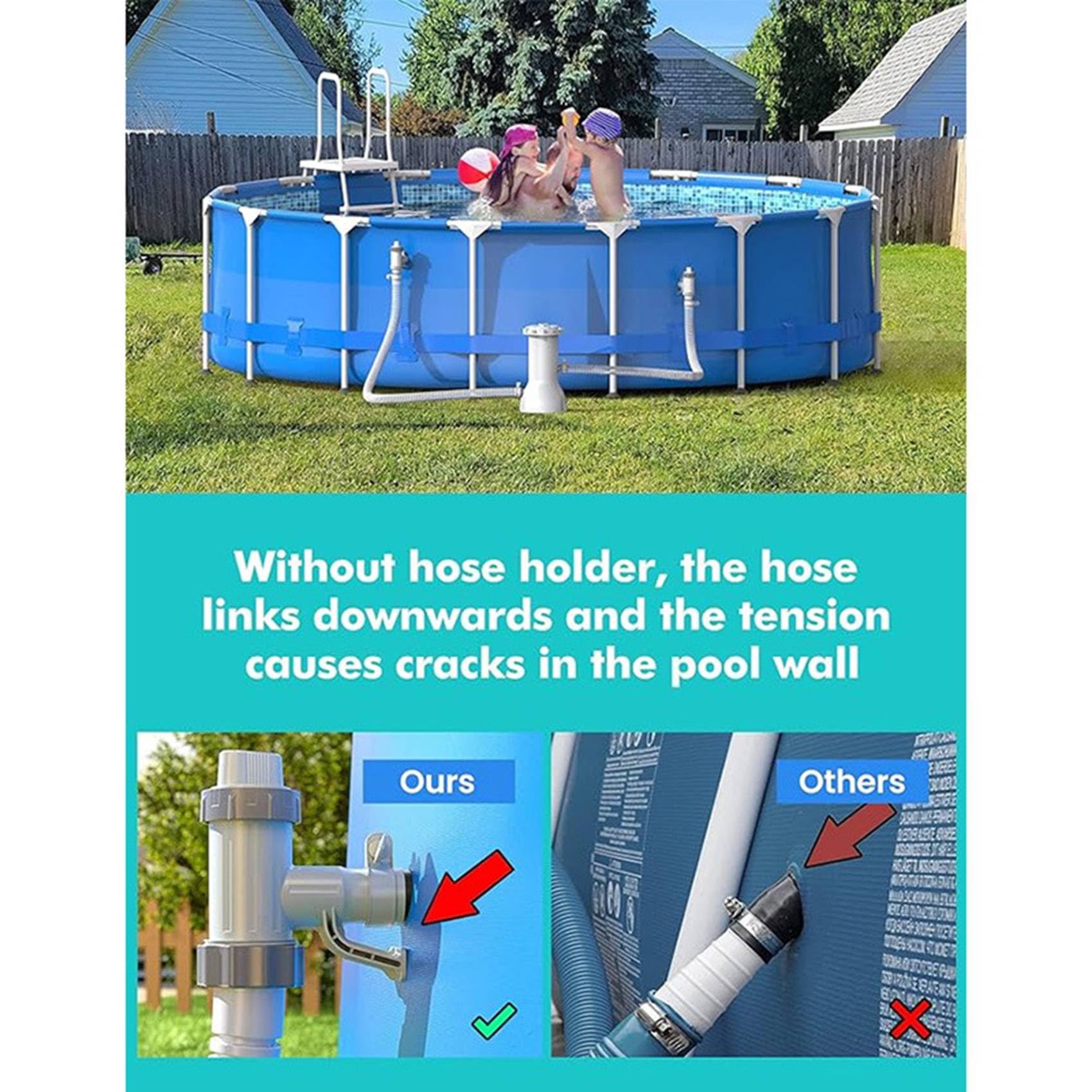 4X Adaptador de Manguera de Piscina, Soporte de Manguera de Piscina y Válvula de Émbolo, Piezas de Repuesto para Piscinas Elevadas,B