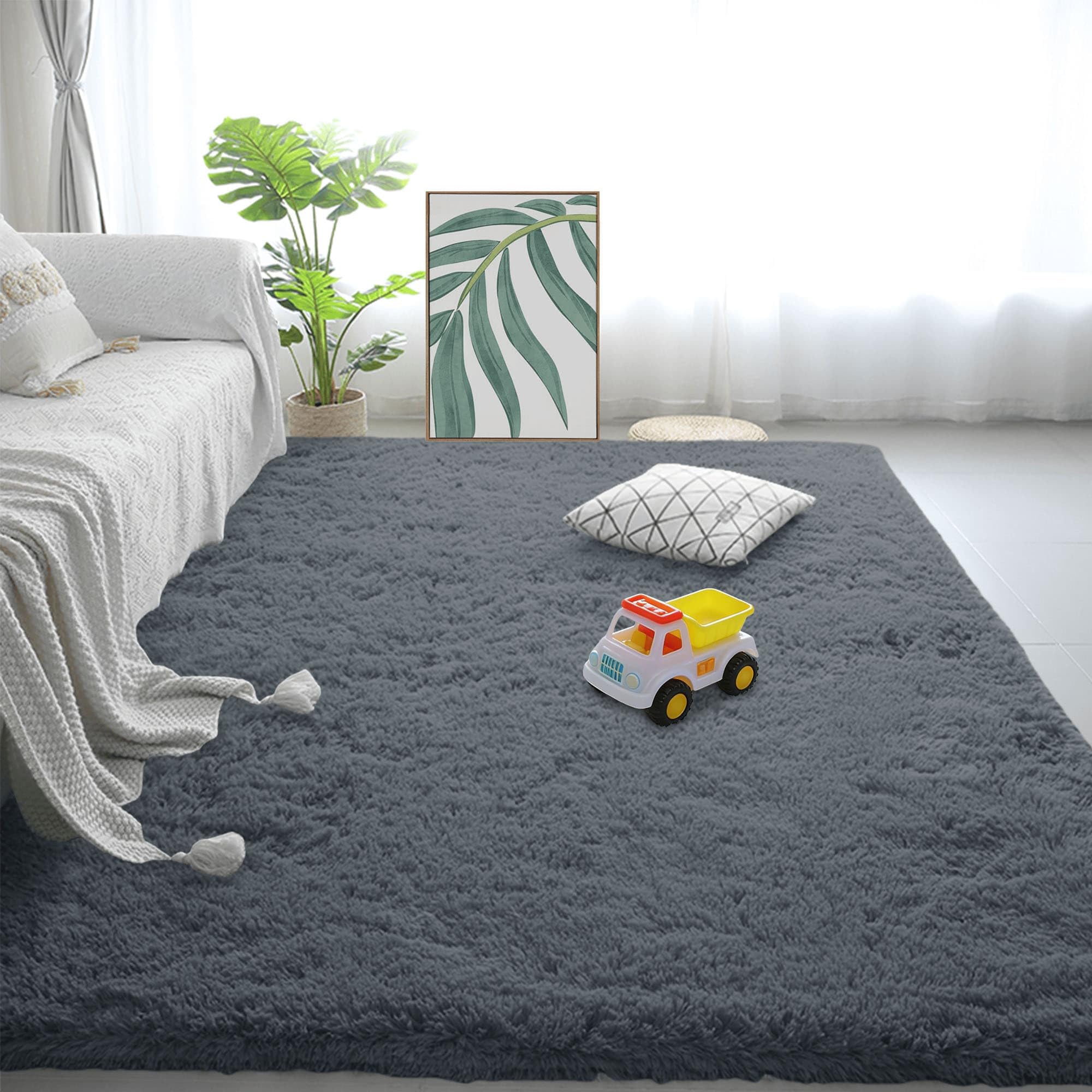 Tapis de chambre lavable 150 x 160 cm avec dossier antidérapant