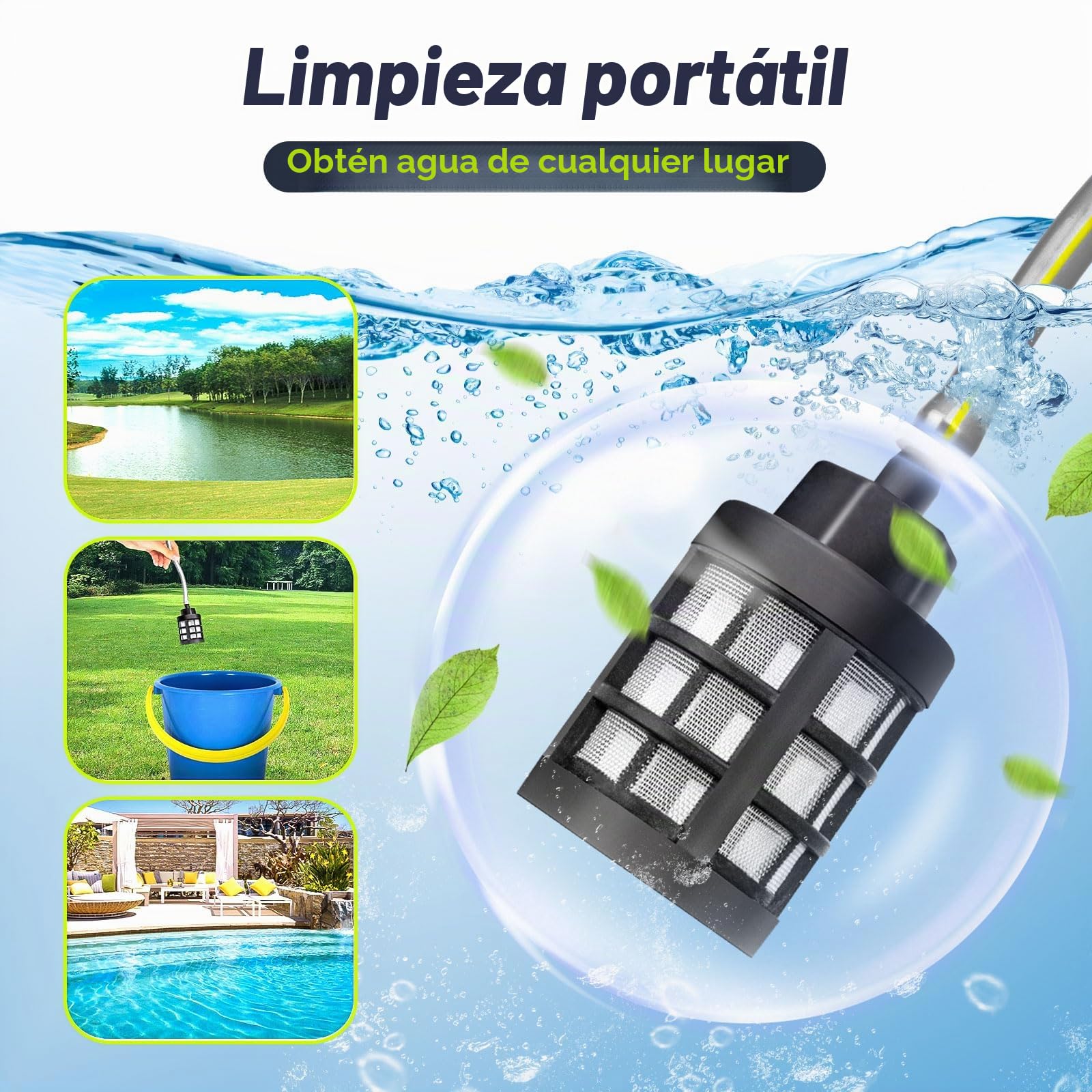 Hidrolimpiadora De Alta PresióN A BateríA 120bar, Pistola De Agua InaláMbrica con 2 BateríAs 4.0ah (Led), 6 En 1 Y Boquilla Giratoria 180° para Lavado De Coche, Fachadas Y Riego De JardíN