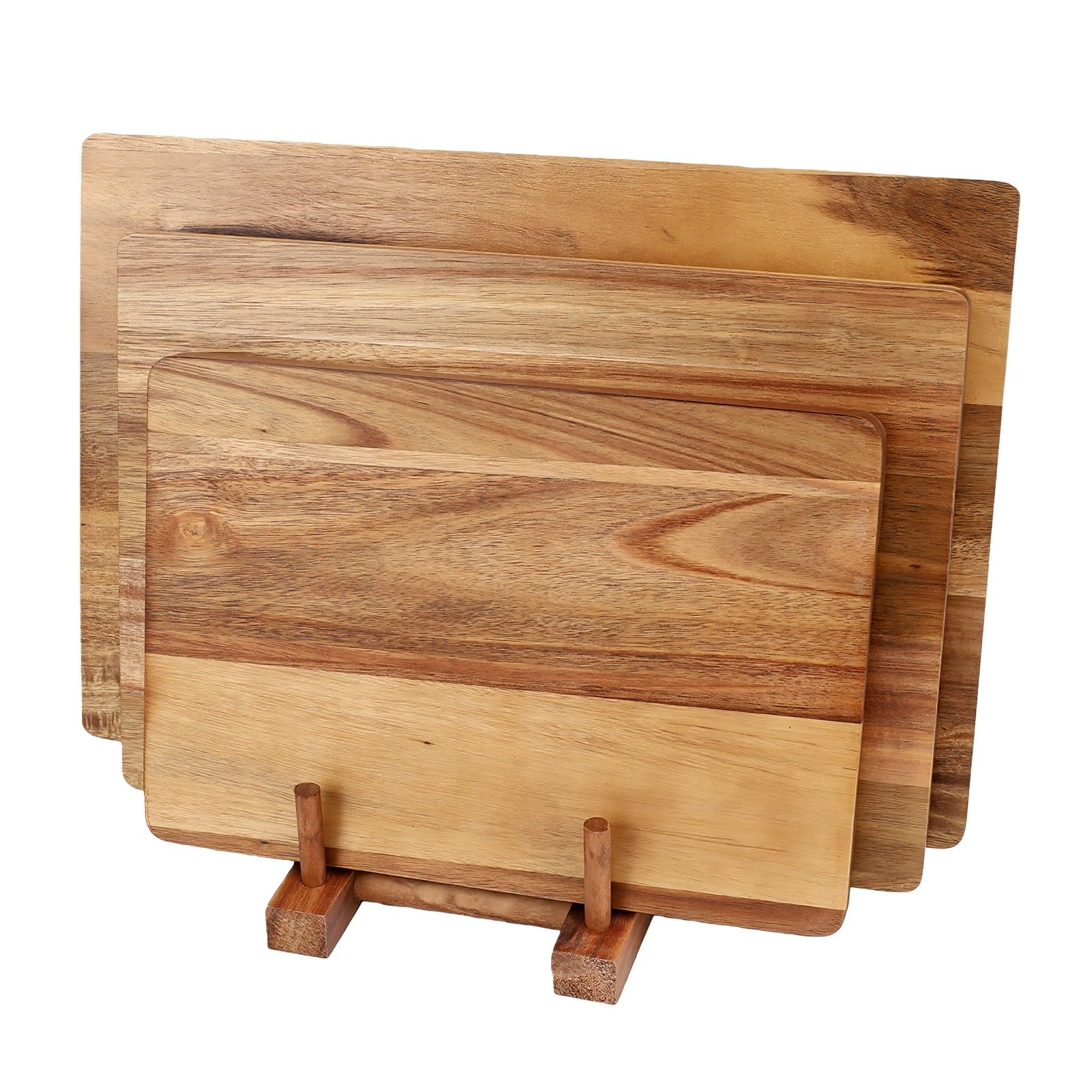 Zunate 3 szt. Zestaw Drewnianych Desek do Krojenia do Kuchni - Deska Serwowania Wędlin, Deska Krojenia Sera Chleb Owoce Mięso Warzywo, Lite Drewno Rozmiary 11x8, 13x9, 15x10 Cali