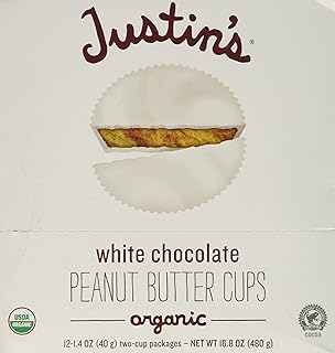 Justins Organic White Chocolate Peanut Butter Cup, 1.4 Ounce - 12 per case.