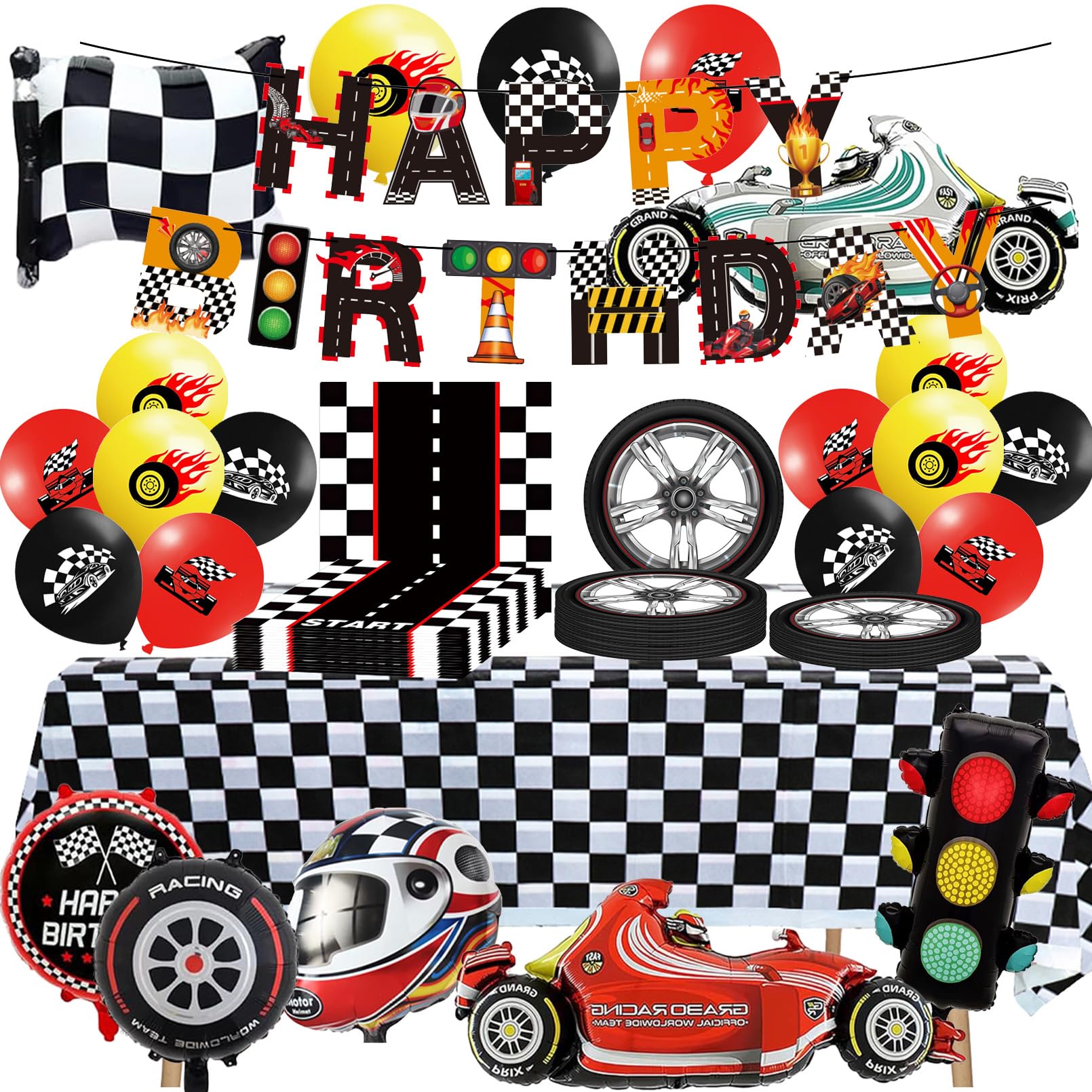 Racing Car Party Plates, Birthday Table Cloth, Racing Car Party Decorations