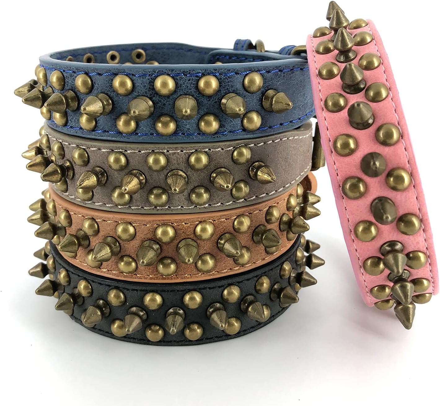 Spiked Studded Dog Collar,Protect The Dog’s Neck from Bites. - Fit SmallMedium & Large Dogs (Retro Black,M)
