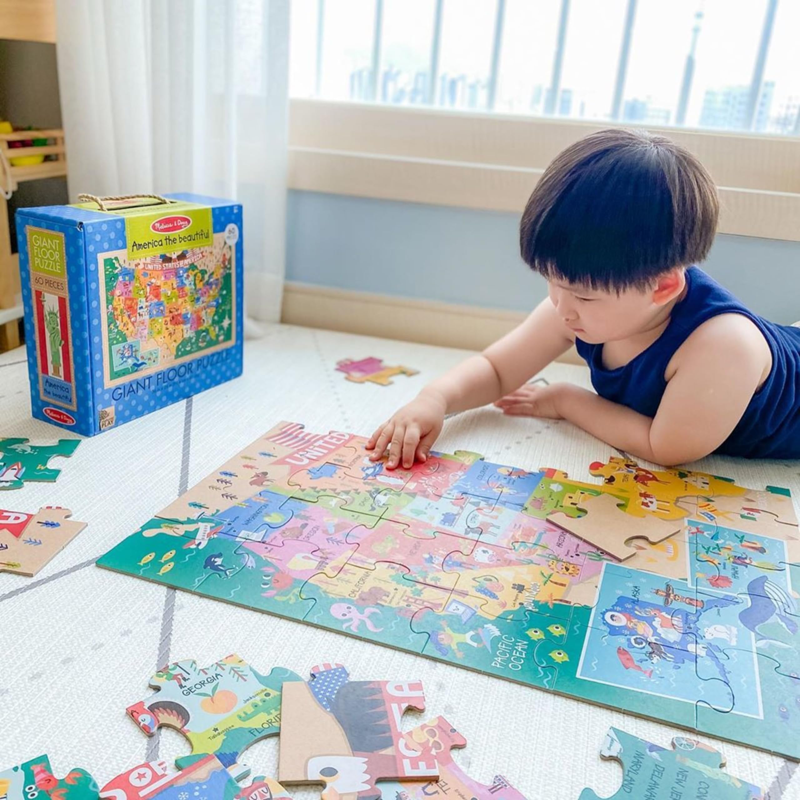 Melissa & Doug Natural Play Giant Floor Puzzle: America The Beautiful (60 Pieces)