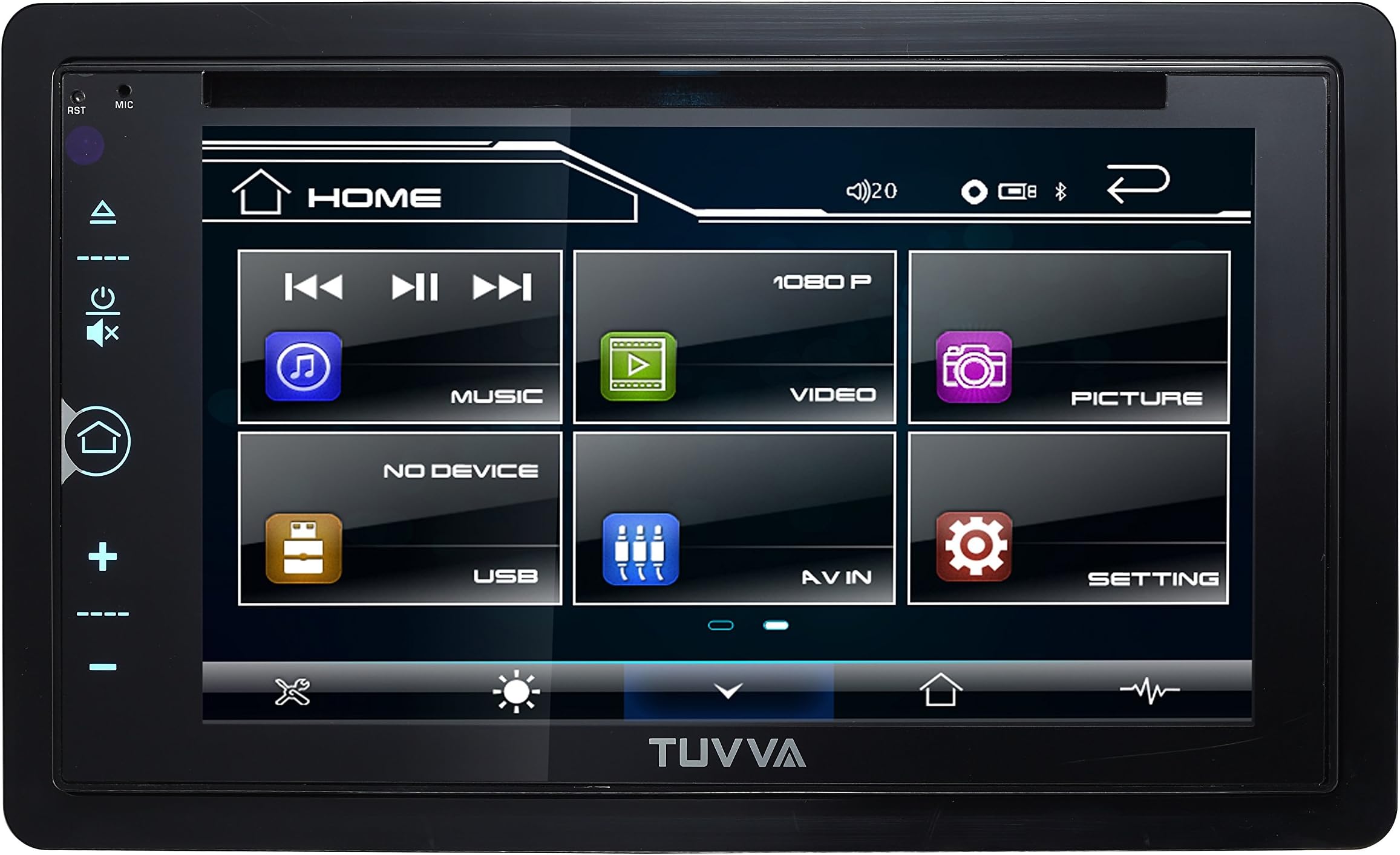 TUVVA KSD6280 2-DIN Car Multimedia Receiver (Car Stereo) with MHL Mobile Connectivity 6.2-inch Full Glass Capacitive Touchscreen DVD / CD / USB / AV IN / MP4 / MP3 Player, 52wx4 MOSFET Speaker Output, RDS Radio Bluetooth Audio Streaming Hands-free Calls with Remote Control