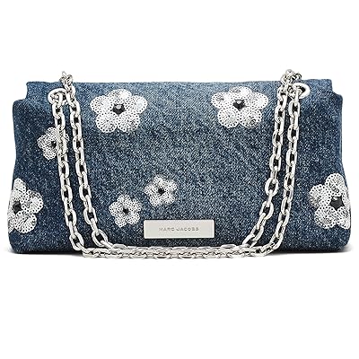 Marc Jacobs The Sequin Daisy Denim Dual Chain Wallet Cross Body Women