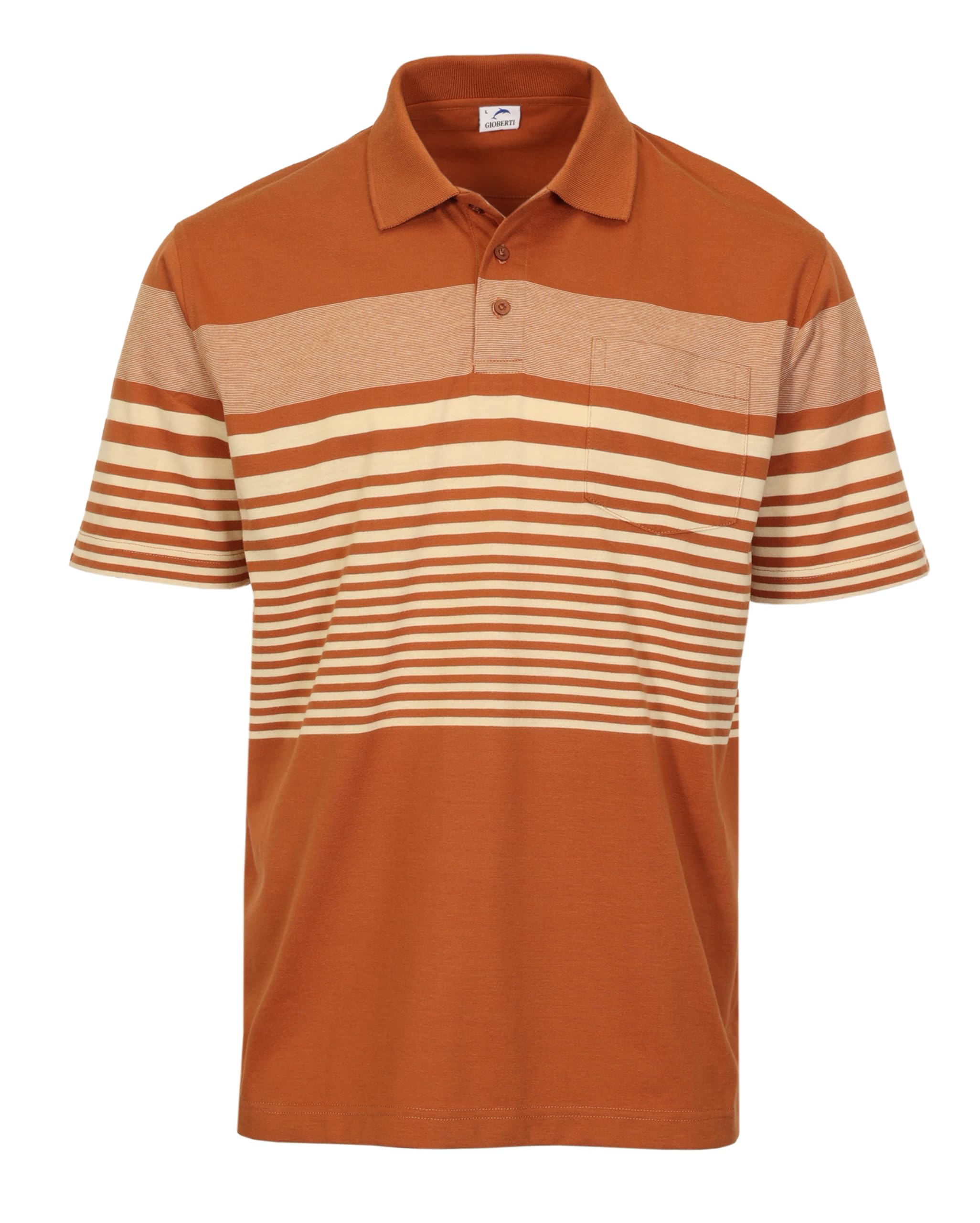 GiobertiMens Multiple Stripe Polo Shirt with Pocket