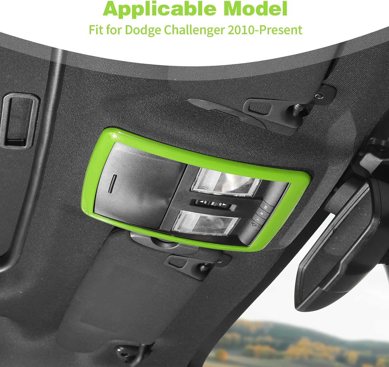 for Challenger Overhead Console Panel Trim Cover Fit for Dodge Challenger 2010-2023 Green Interior Accessories 1pc