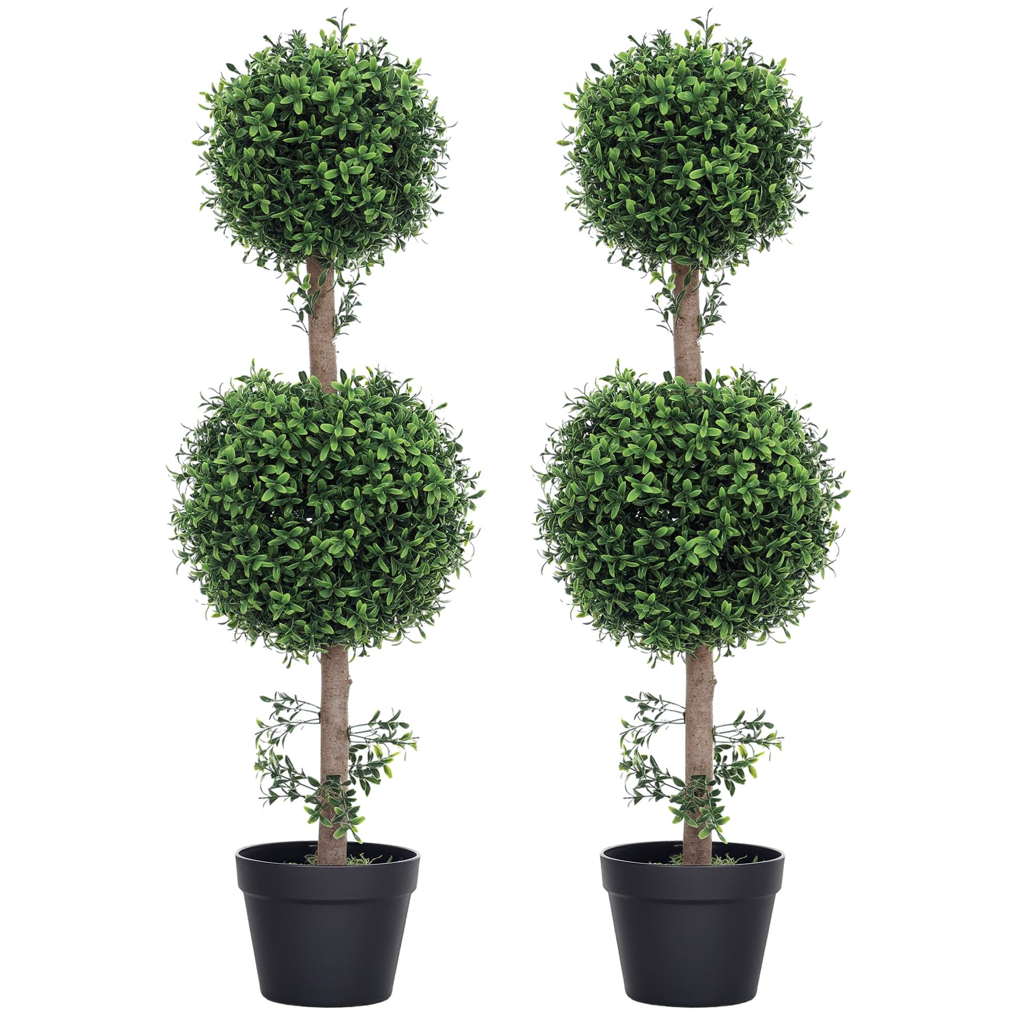 HOMCOM Künstlicher Buchsbaum 2er-Set Groß 91,6 cm im Topf Kunstpflanze