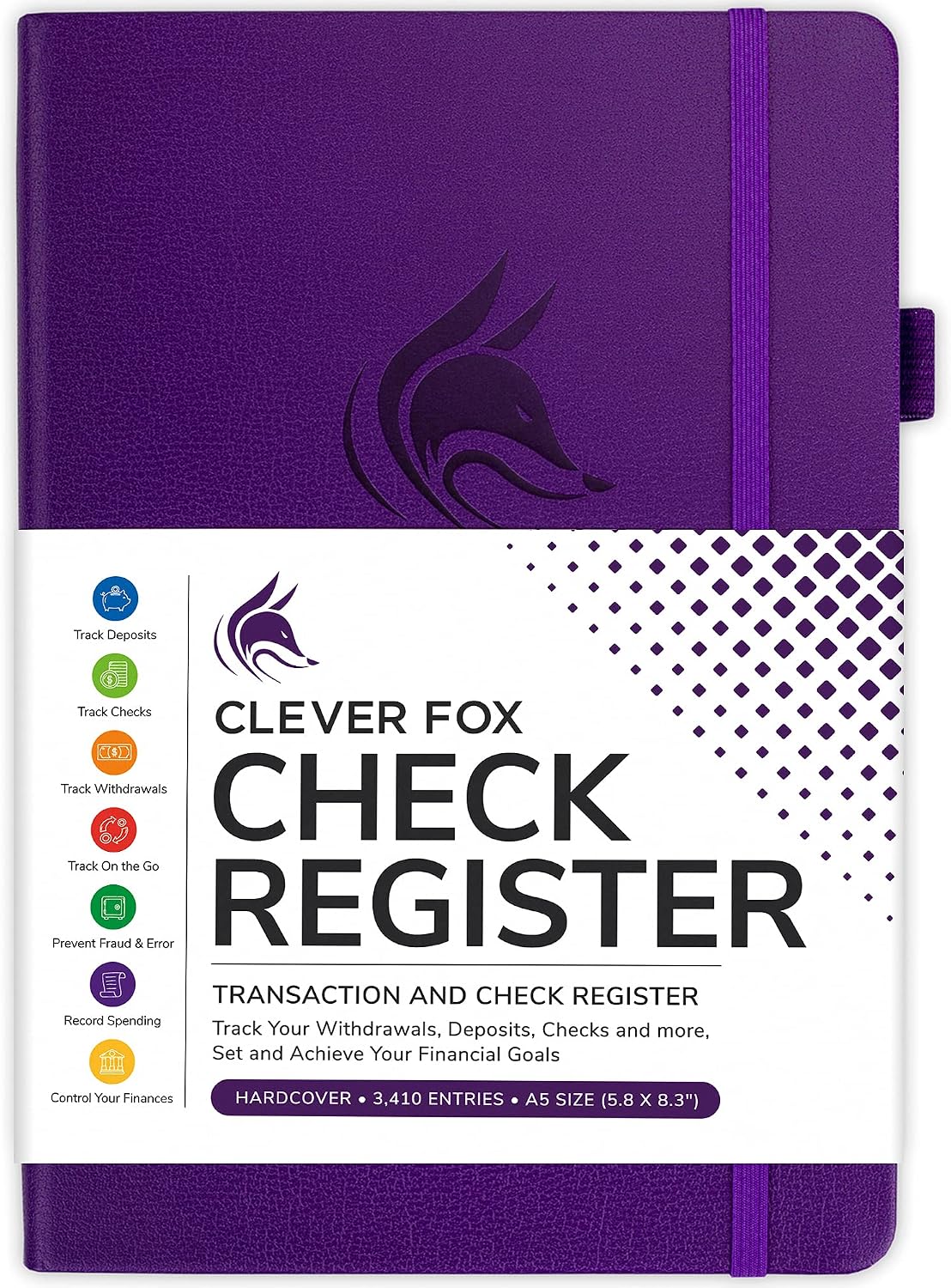 Clever Fox Check Register, Deluxe Checkbook Log with Check & Transaction Registers