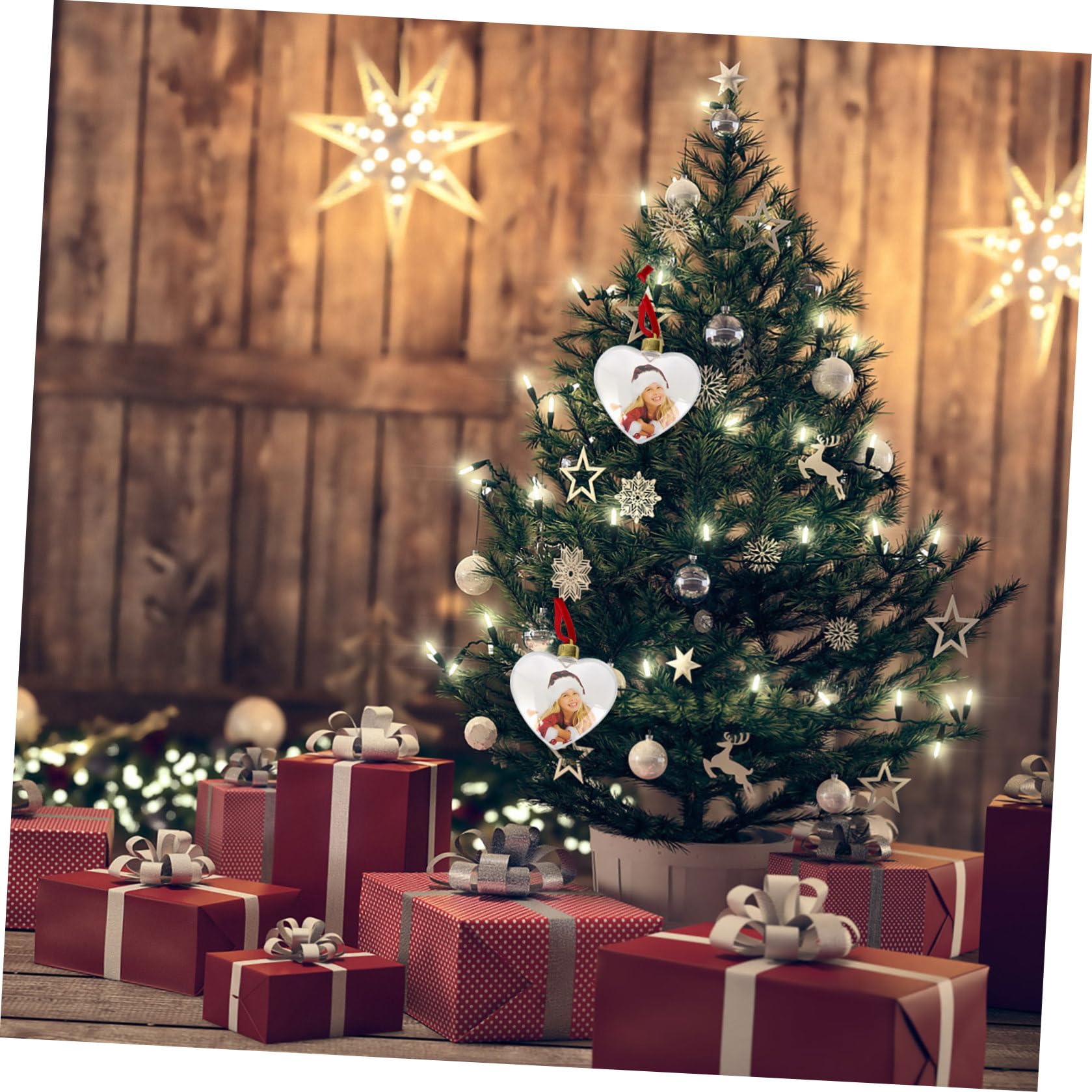 GALPADA Adornos para Fiesta Colgantes Transparentes DIY, Marco de Fotos Corazón 8.5 Cm, Plástico Resistente, 6 Piezas, Decoración Fotográfica para Eventos y Manualidades