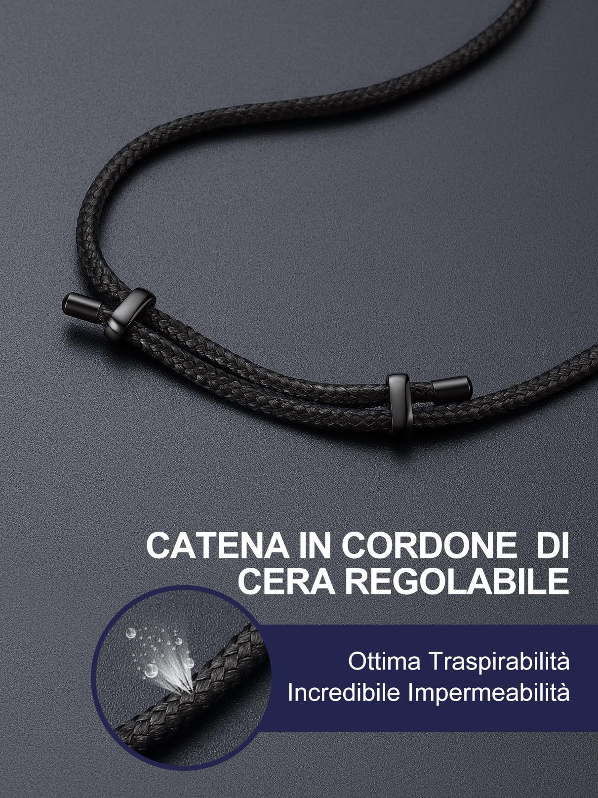 Bandmax Collana Uomo Runa Vichinga in Acciaio Inossidabile/Nero, Ciondolo runico Mobius Rotondo/Triangolare/Infinito con Catena in Pelle Intrecciata Nera Amuleto Gioielli Vichinghi per Donna e Uomo