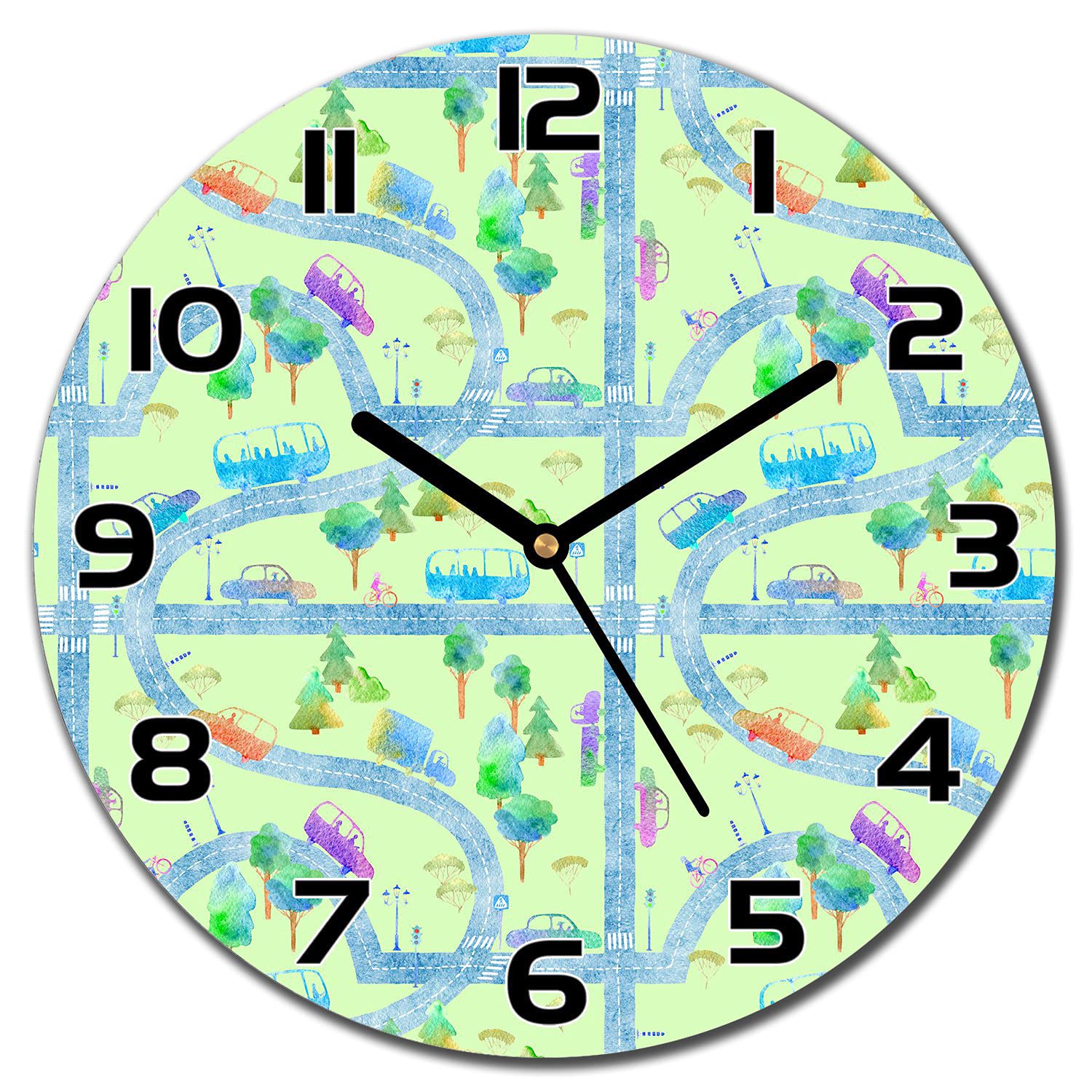 Horloge en verre 30 cm Voitures De Rue pour une deco moderne