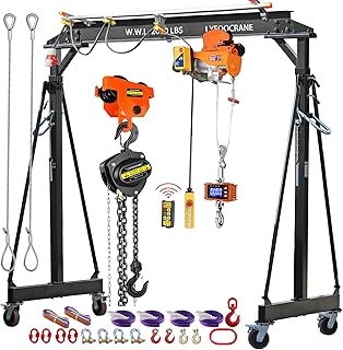 Electrical Adjustable Gantry Crane with Electrical Hoist and Trolley 2200 Lbs, Garage Crane 1T with Manual Hoist, Trolley, Scale, Sling, Shackle, Hook, Hammerlock Coupling, Shop Crane 120v, 1p, 60hz