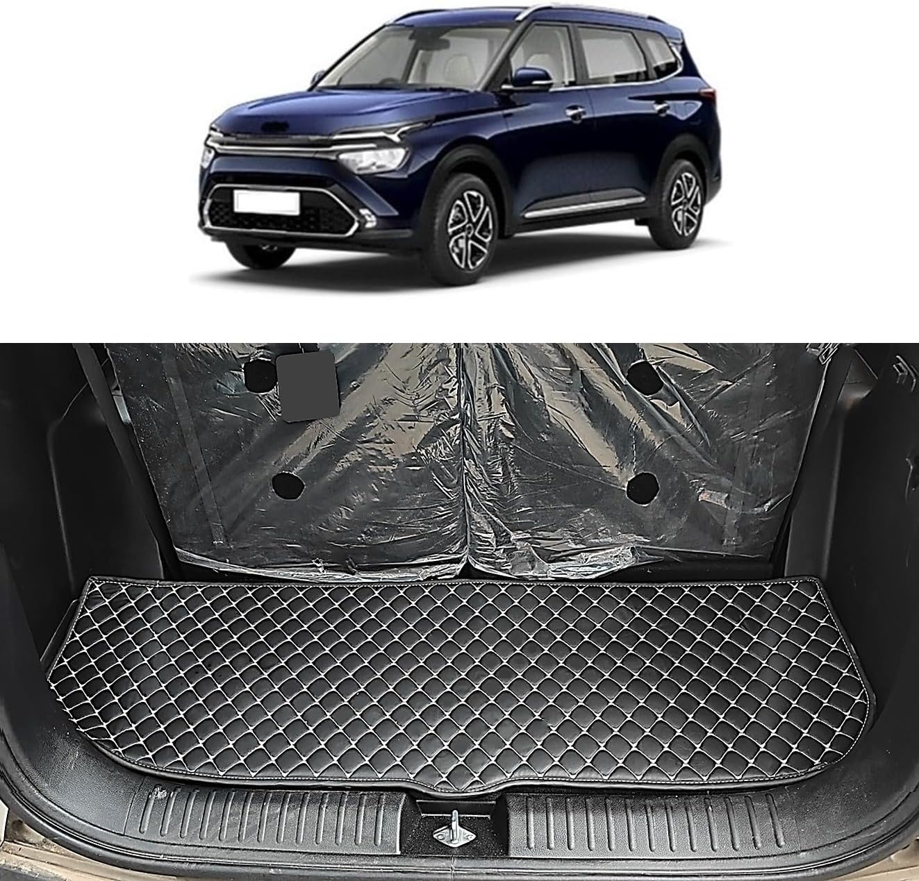 Vahan Expo 7D Luxury Car Trunk Mat/Dicky/Boot Mat Suitable for Kia Carens 7 Seater | Full Dicky Coverage | Anti Skid | Anti-Slip | Car Accessories Interior Care