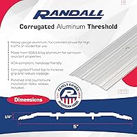Vista 2 de Umbral de aluminio corrugado de 4 pies – Tira de transición de piso plano de 5 pulgadas de ancho x 1/4 pulgadas de alto – Sillín de puerta