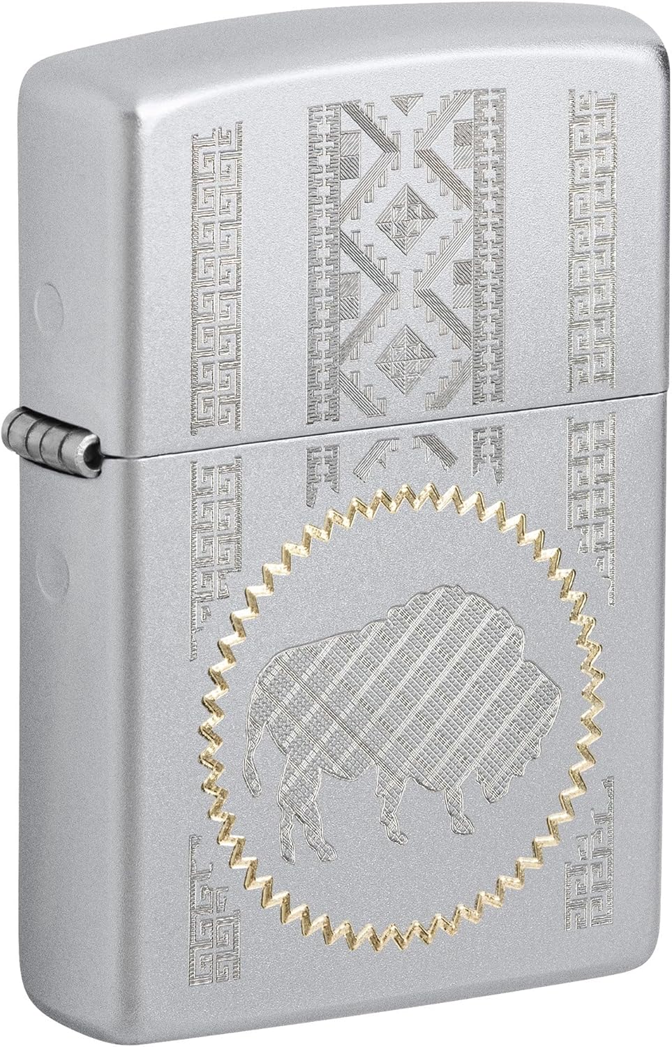 Zippo Lighter: Engraved Buffalo Design - Satin Chrome 81588