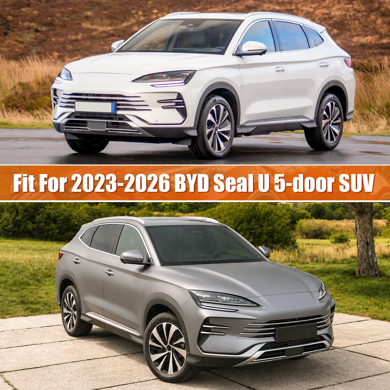 Autoabdeckung Wasserdicht für 2023-2026 BYD Seal U 5-Door SUV, Schwarz | Vollgarage Autoplane Auto Abdeckplane Winter Sommer Allwetter Outdoor Abdeckung mit Reißverschluss Tür, Windschutzbänder